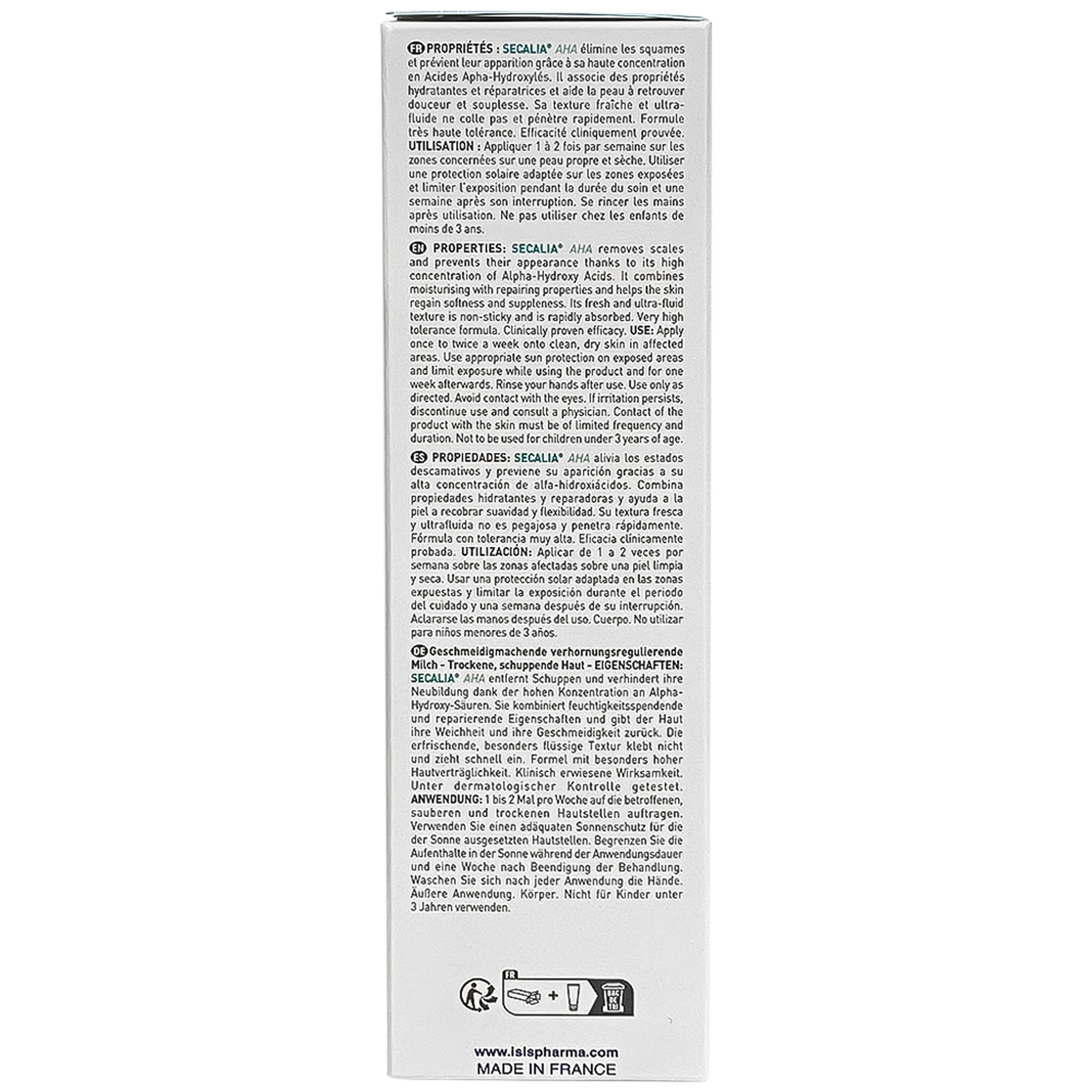 Kem Secalia AHA IsisPharma dưỡng ẩm, làm mềm, giảm khô da, giảm kích ứng (200ml)