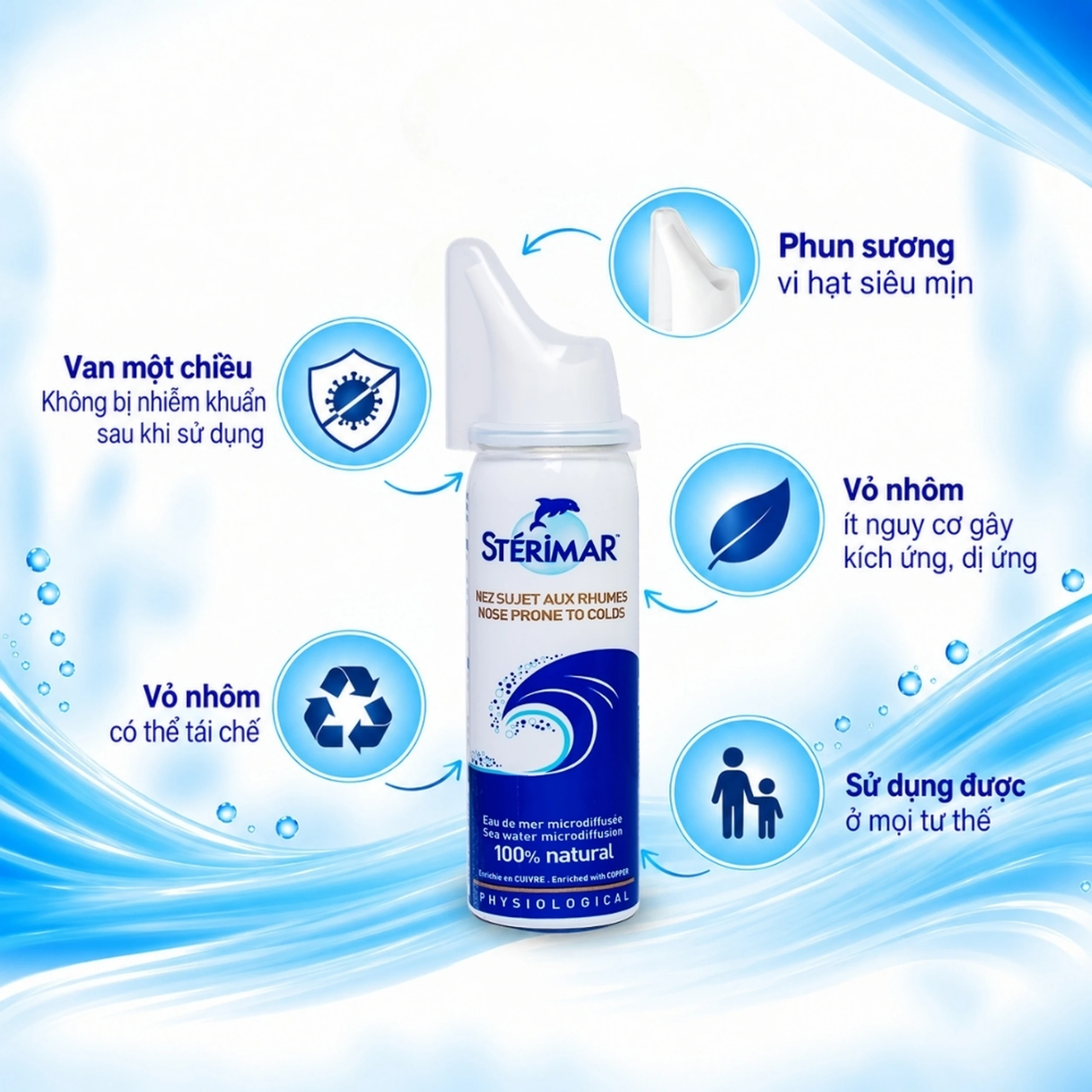 Xịt mũi Sterimar Nose Prone To Colds dùng cho người lớn và trẻ từ 6 tháng tuổi - Giảm nghẹt mũi, viêm mũi, viêm xoang 50ml 4