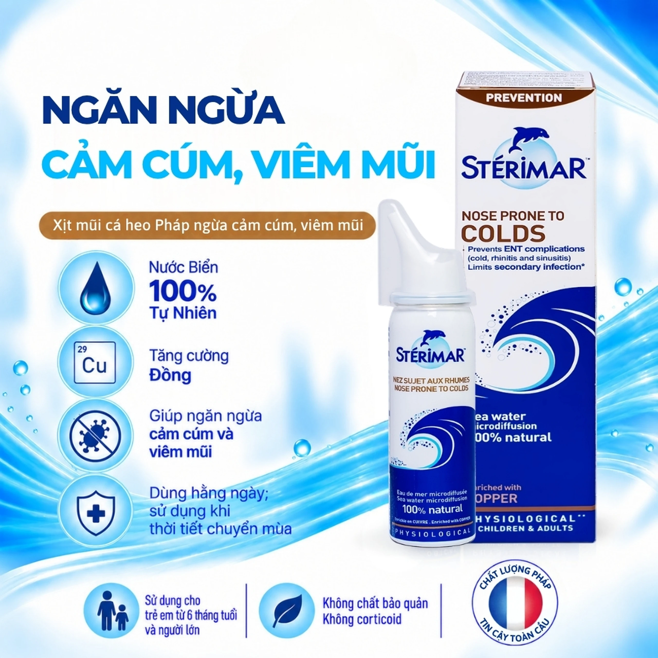 Xịt mũi Sterimar Nose Prone To Colds dùng cho người lớn và trẻ từ 6 tháng tuổi - Giảm nghẹt mũi, viêm mũi, viêm xoang 50ml 2