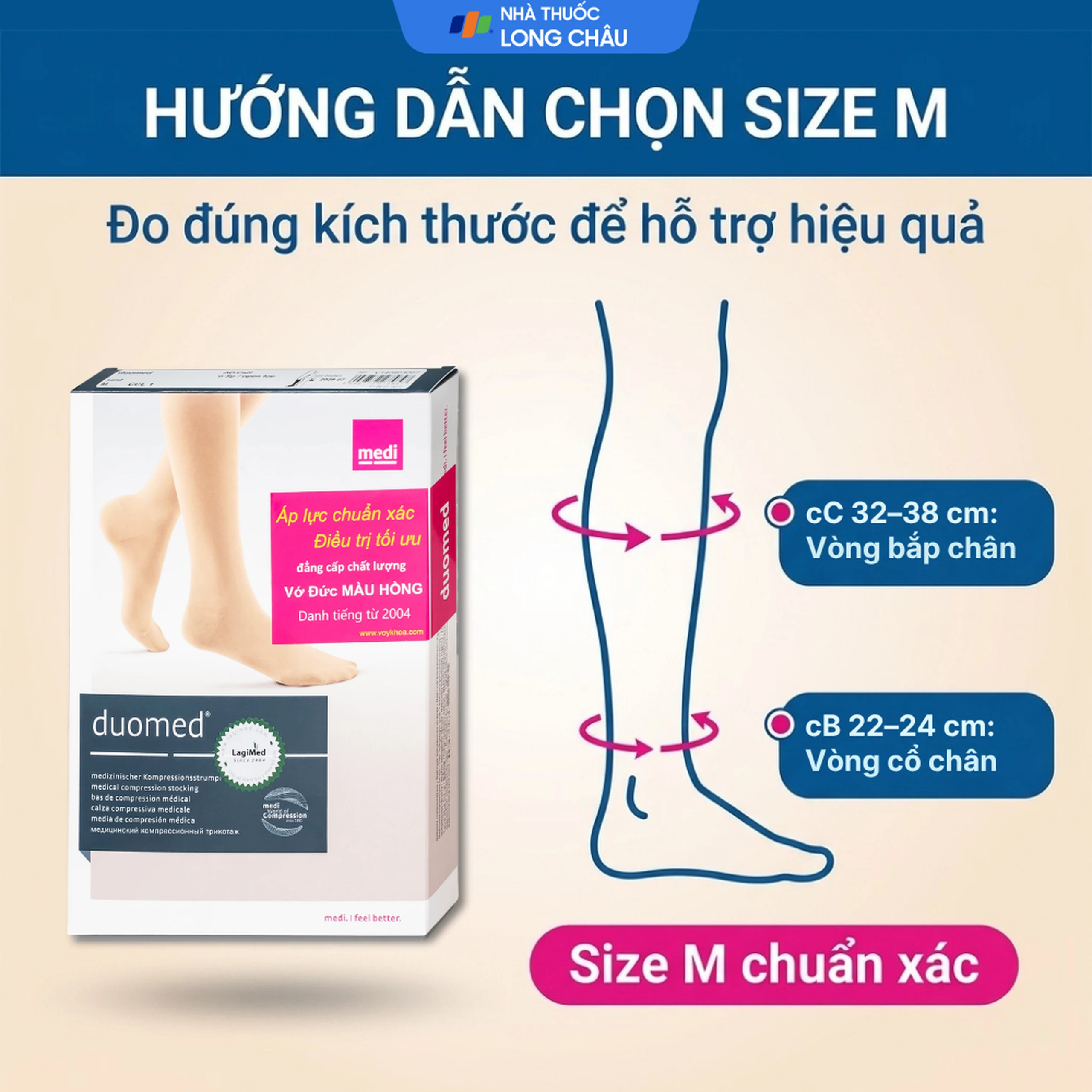 Vớ gối giãn tĩnh mạch Duomed size M 4