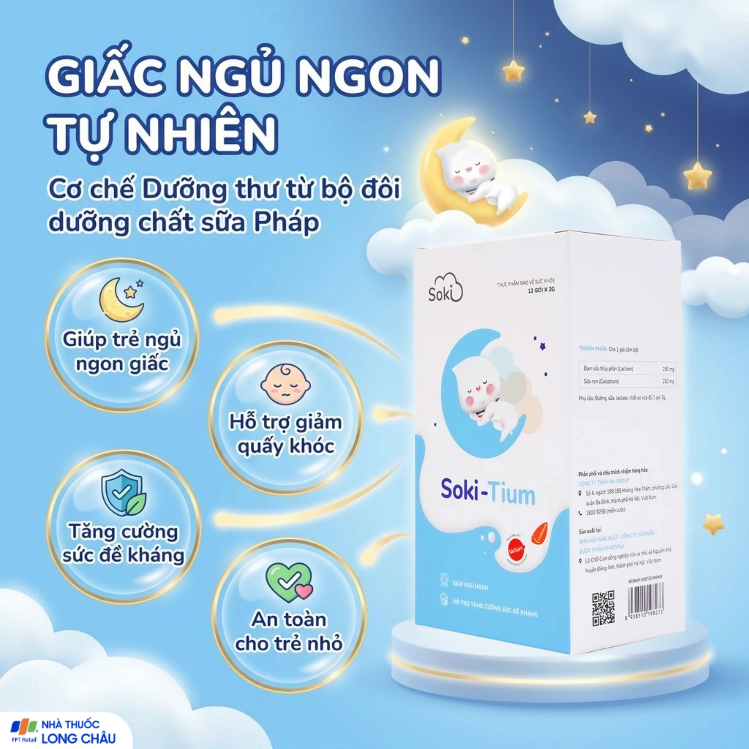 Bột hòa tan giúp ngủ ngon, tăng sức đề kháng Soki-Tium (12 gói x 3g) 2