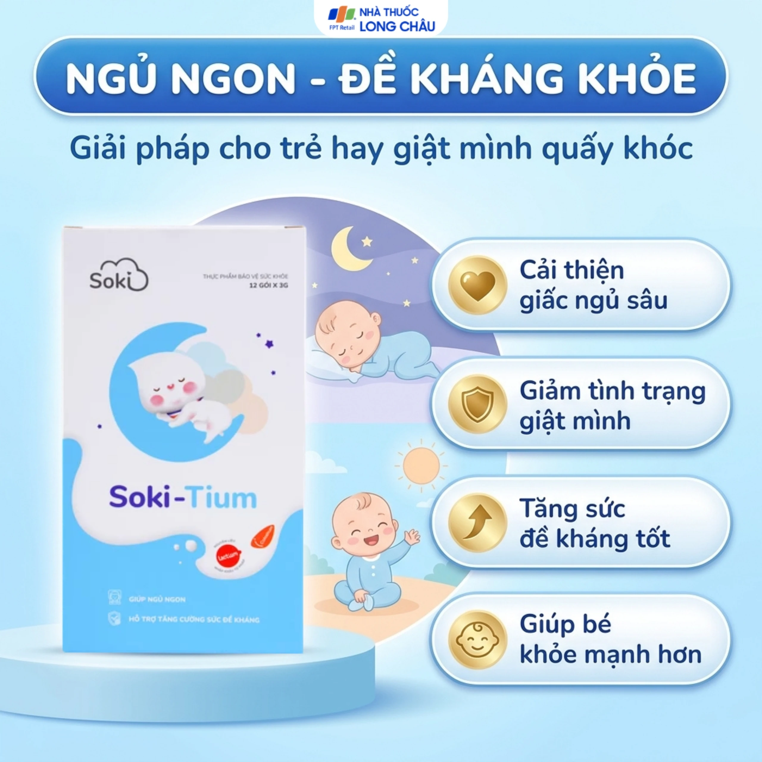 Bột hòa tan giúp ngủ ngon, tăng sức đề kháng Soki-Tium (12 gói x 3g) 3
