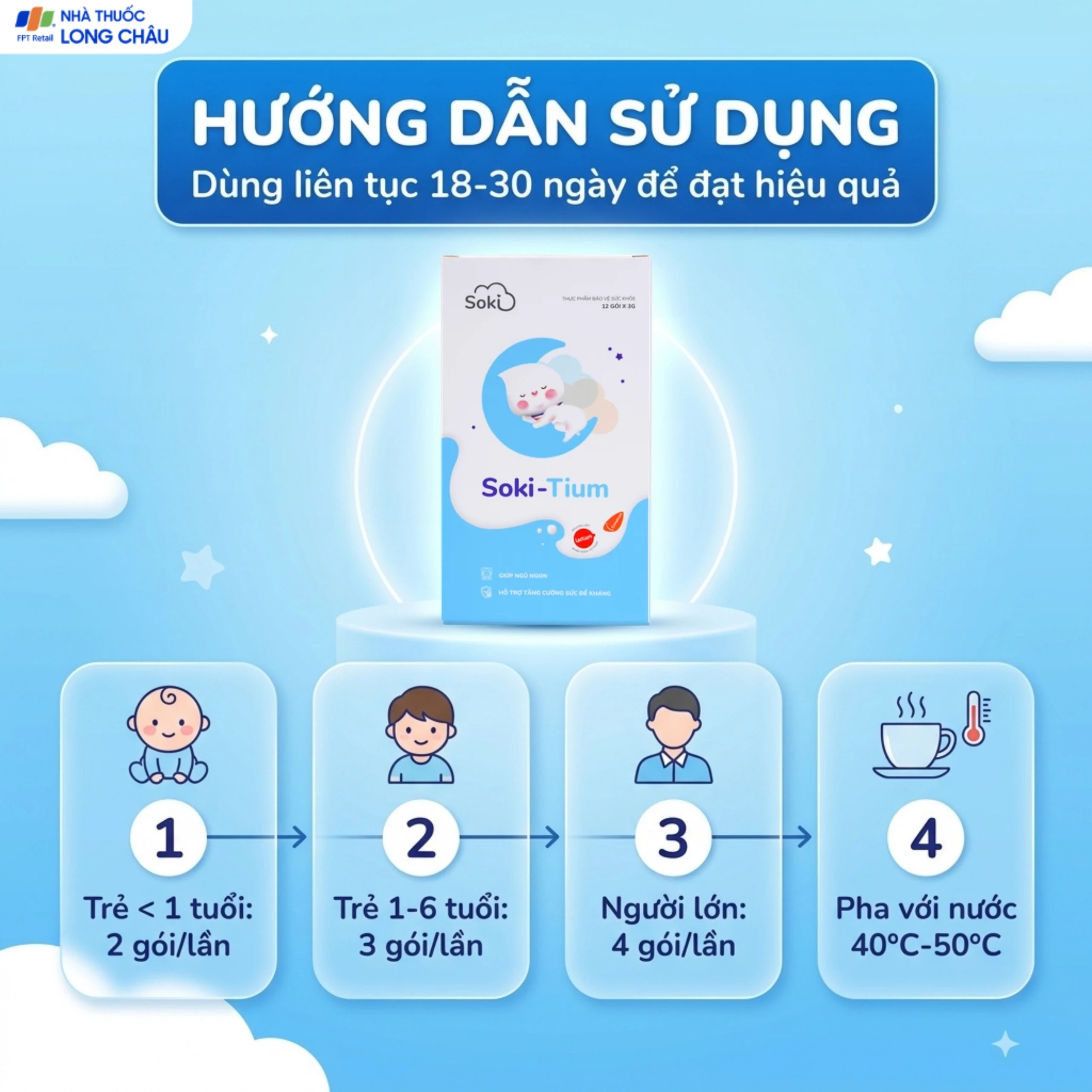 Bột hòa tan giúp ngủ ngon, tăng sức đề kháng Soki-Tium (12 gói x 3g) 5