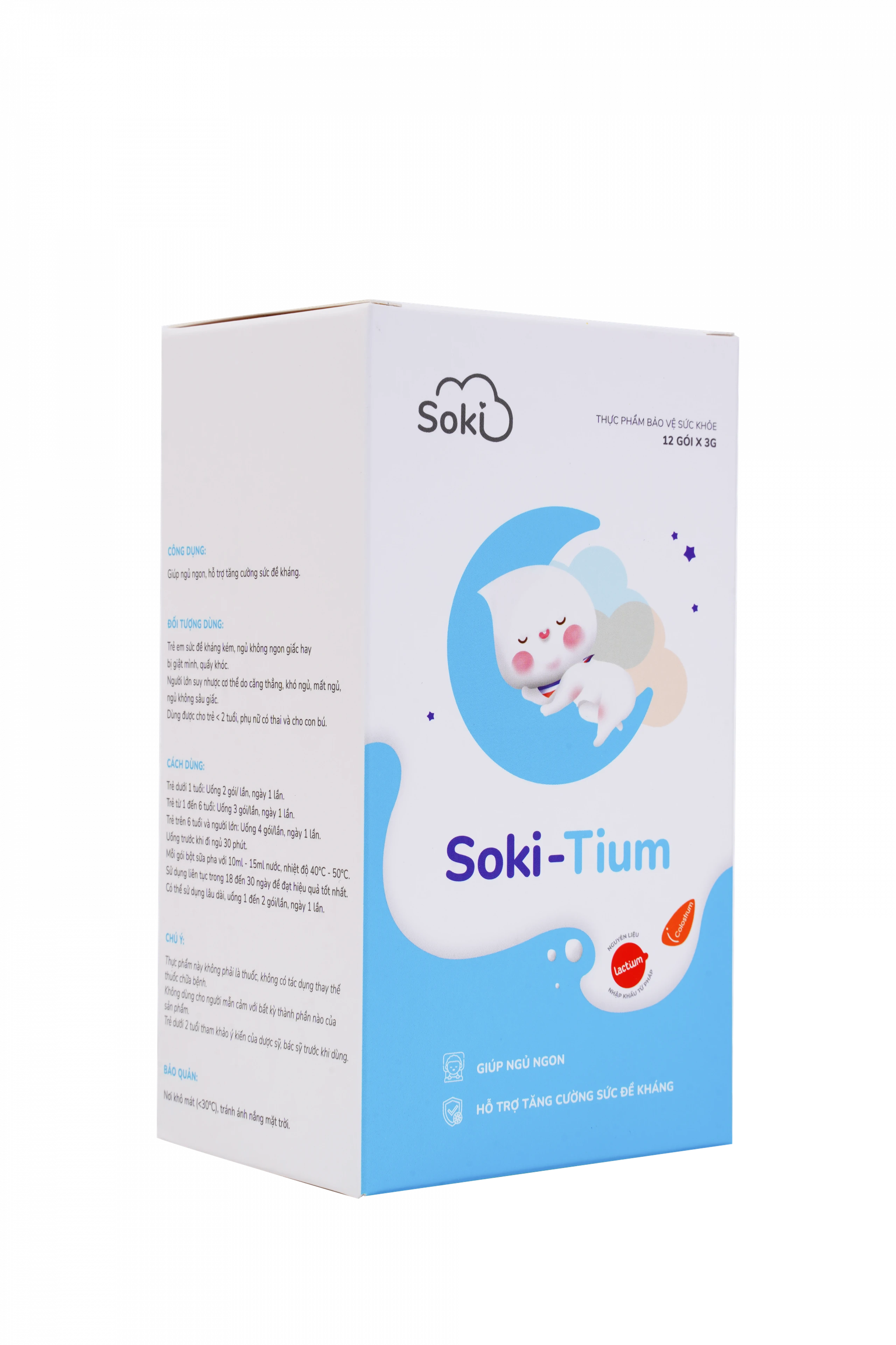 Bột hòa tan giúp ngủ ngon, tăng sức đề kháng Soki-Tium (12 gói x 3g)