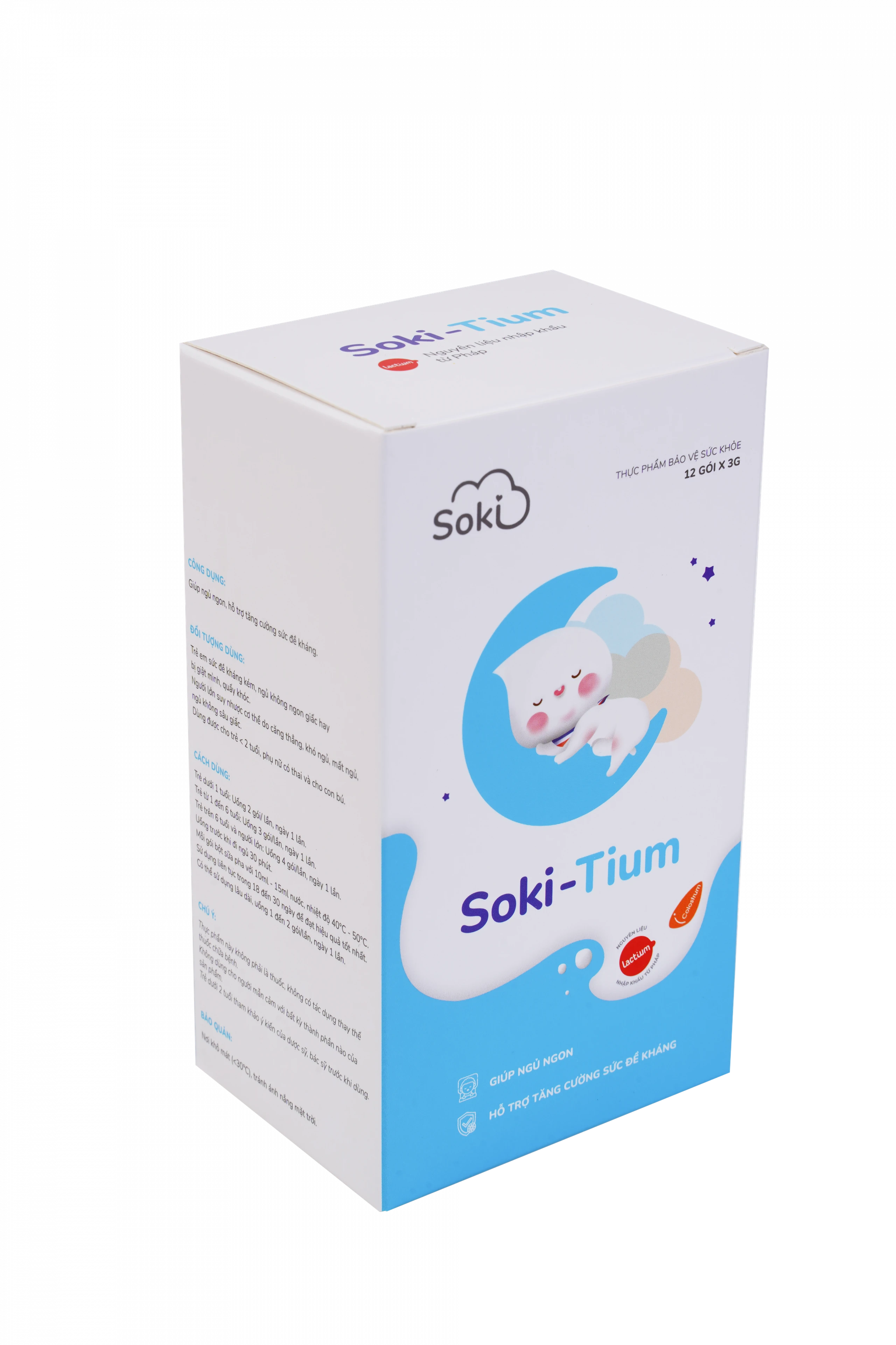 Bột hòa tan giúp ngủ ngon, tăng sức đề kháng Soki-Tium (12 gói x 3g)