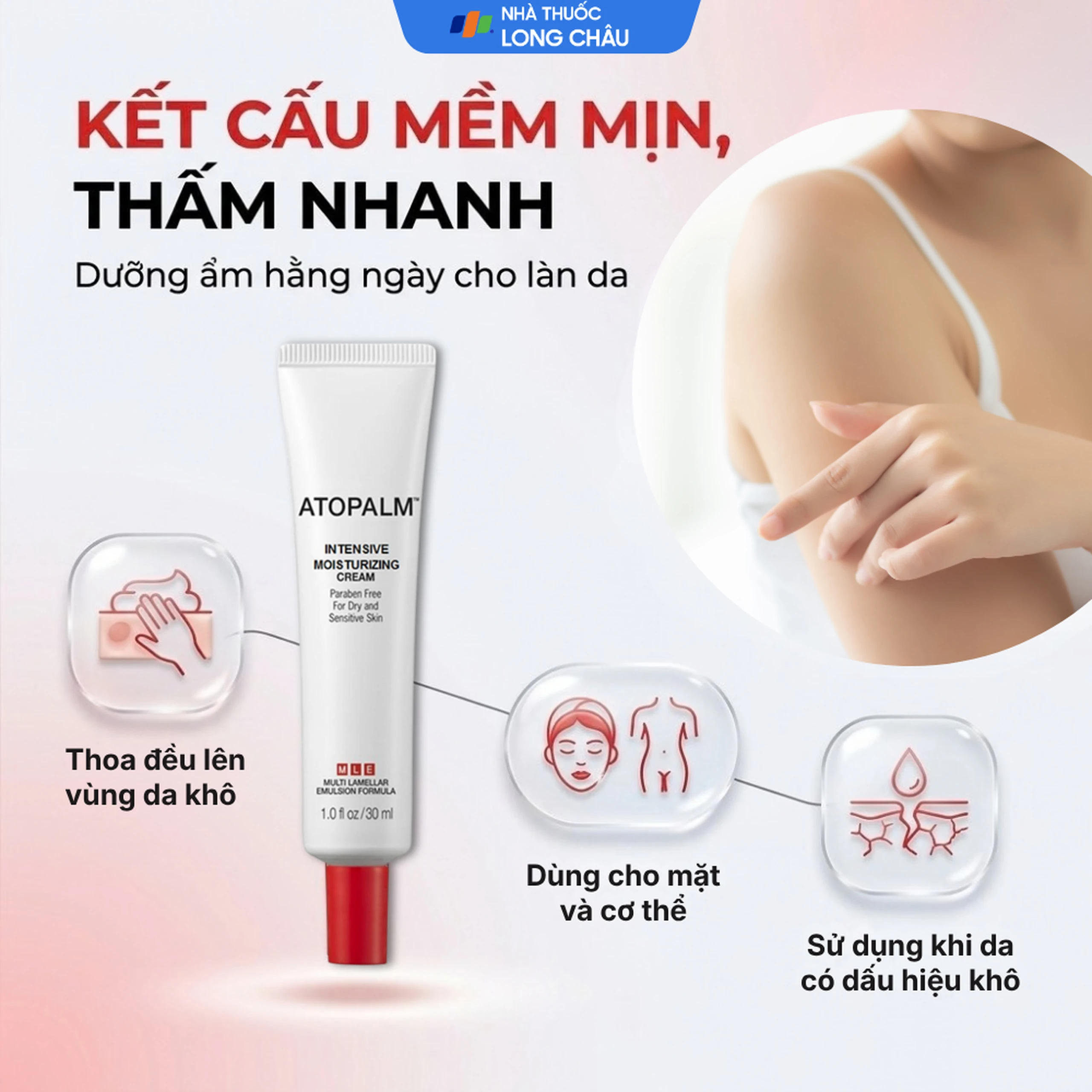 Kem bôi viêm da cơ địa, dưỡng ẩm Atopalm I.M. Cream 30ml 5