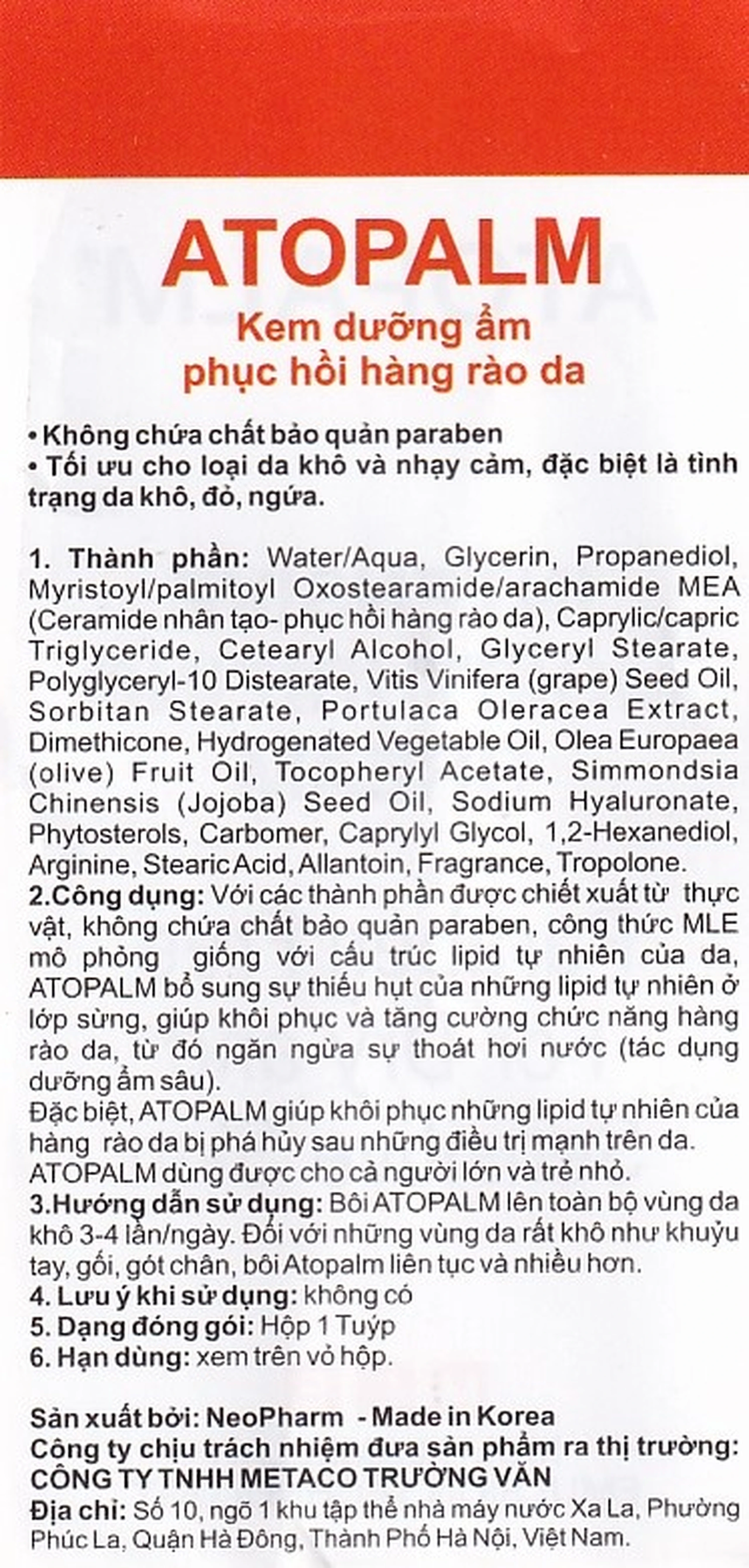 Kem bôi viêm da cơ địa, dưỡng ẩm Atopalm I.M. Cream 30ml