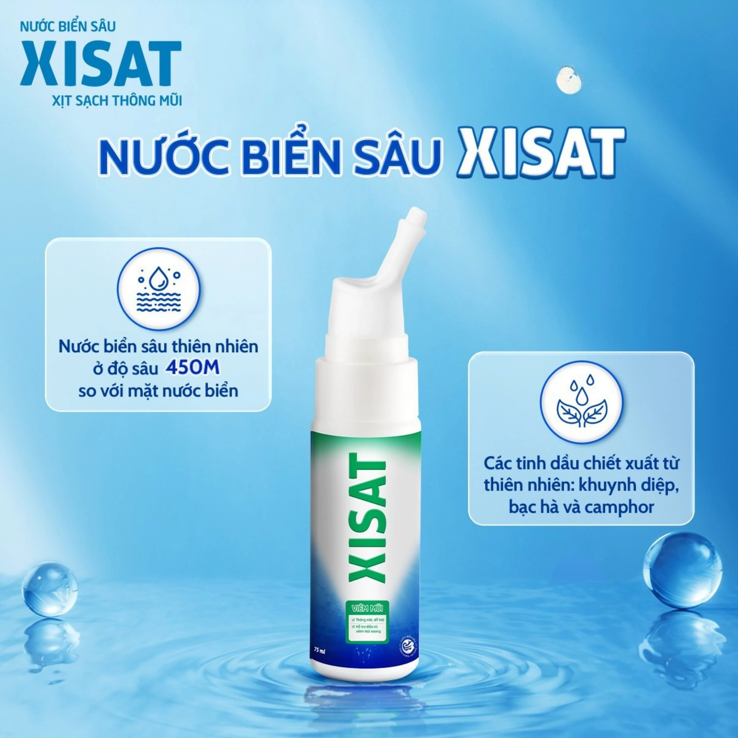 Xịt mũi Xisat viêm mũi 75ml hỗ trợ điều trị các triệu chứng viêm mũi xoang