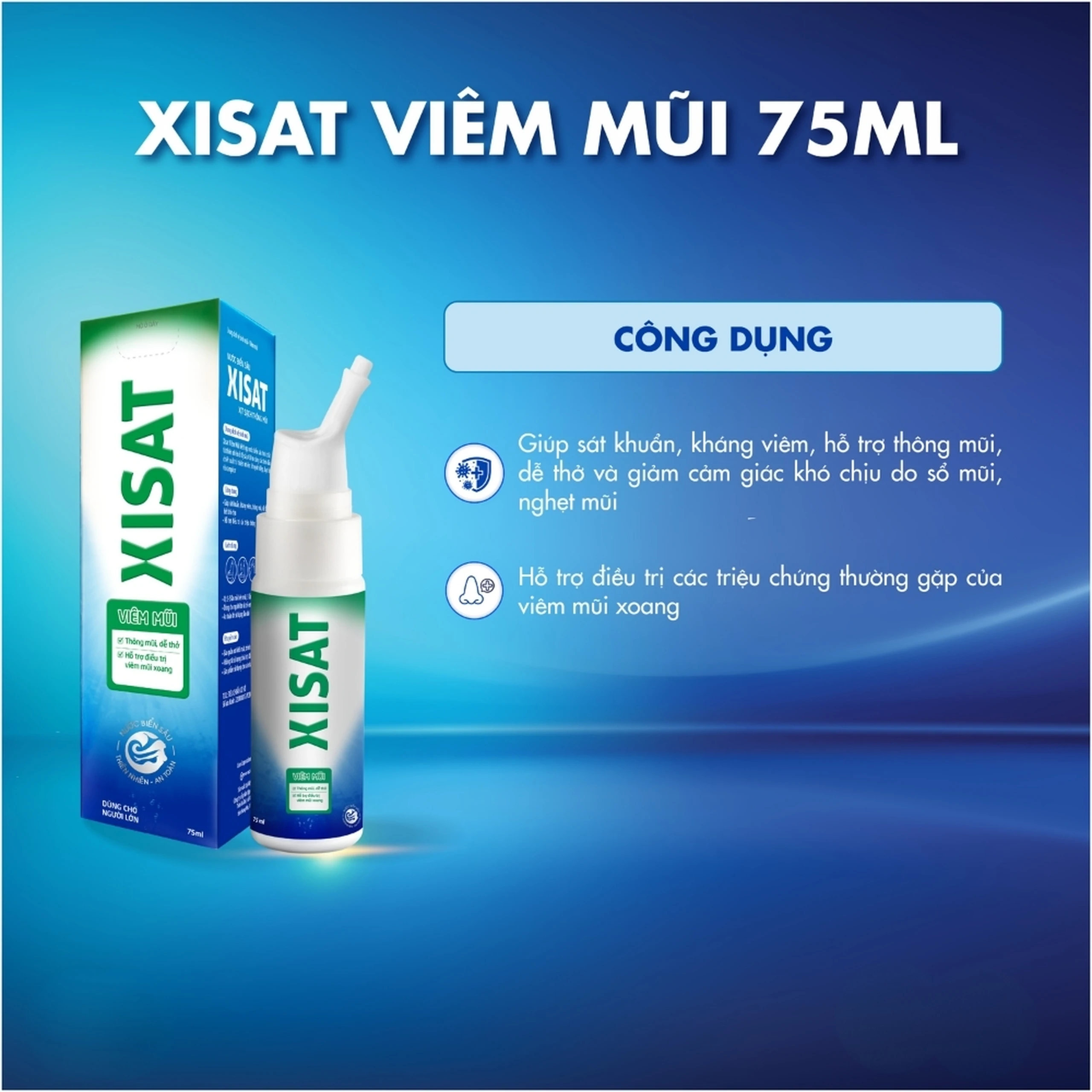 Xịt mũi Xisat viêm mũi 75ml hỗ trợ điều trị các triệu chứng viêm mũi xoang 2