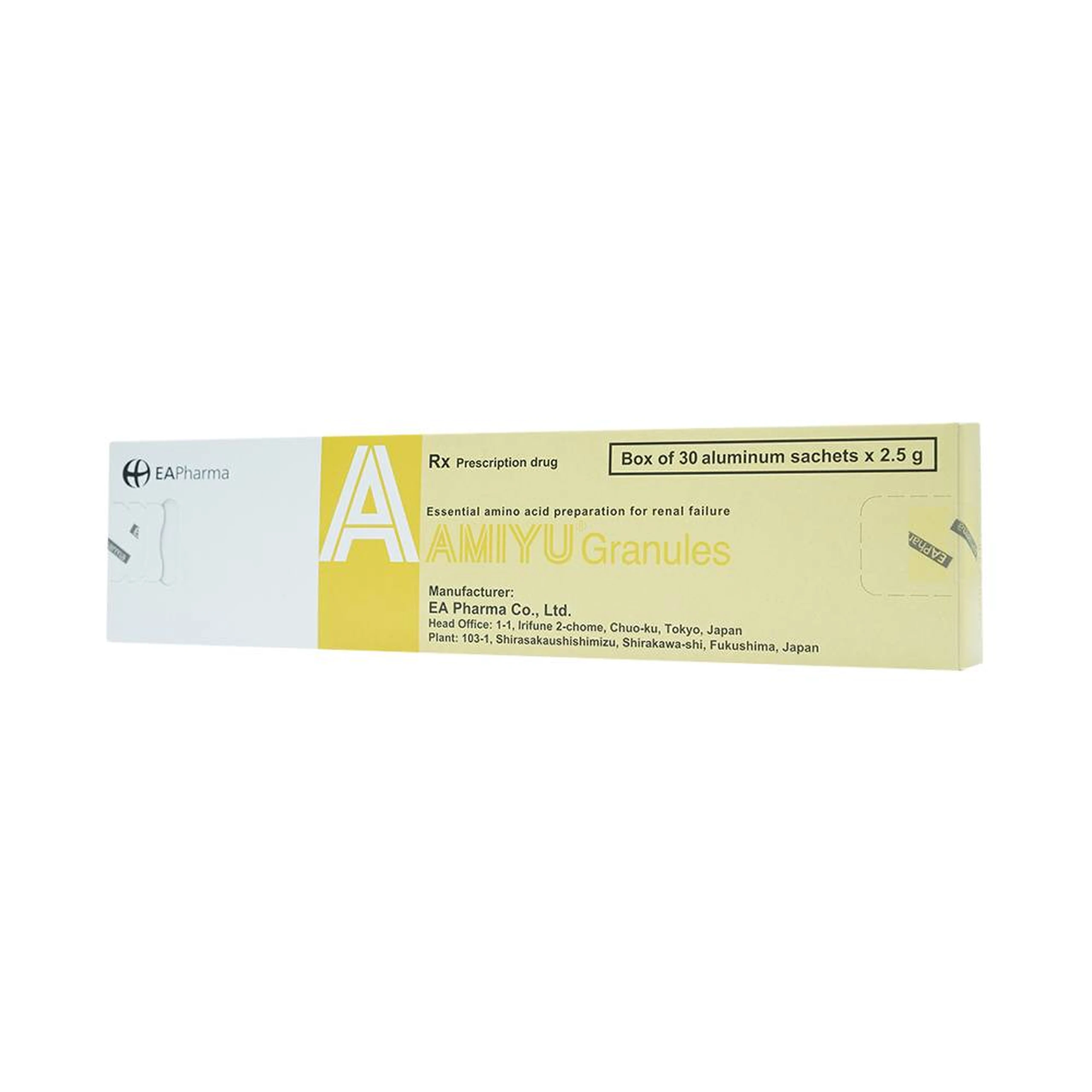 Thuốc bột Amiyu Granules 2.5g EA Pharma cung cấp các acid amin trong suy thận mạn tính (30 gói x 2,5g)