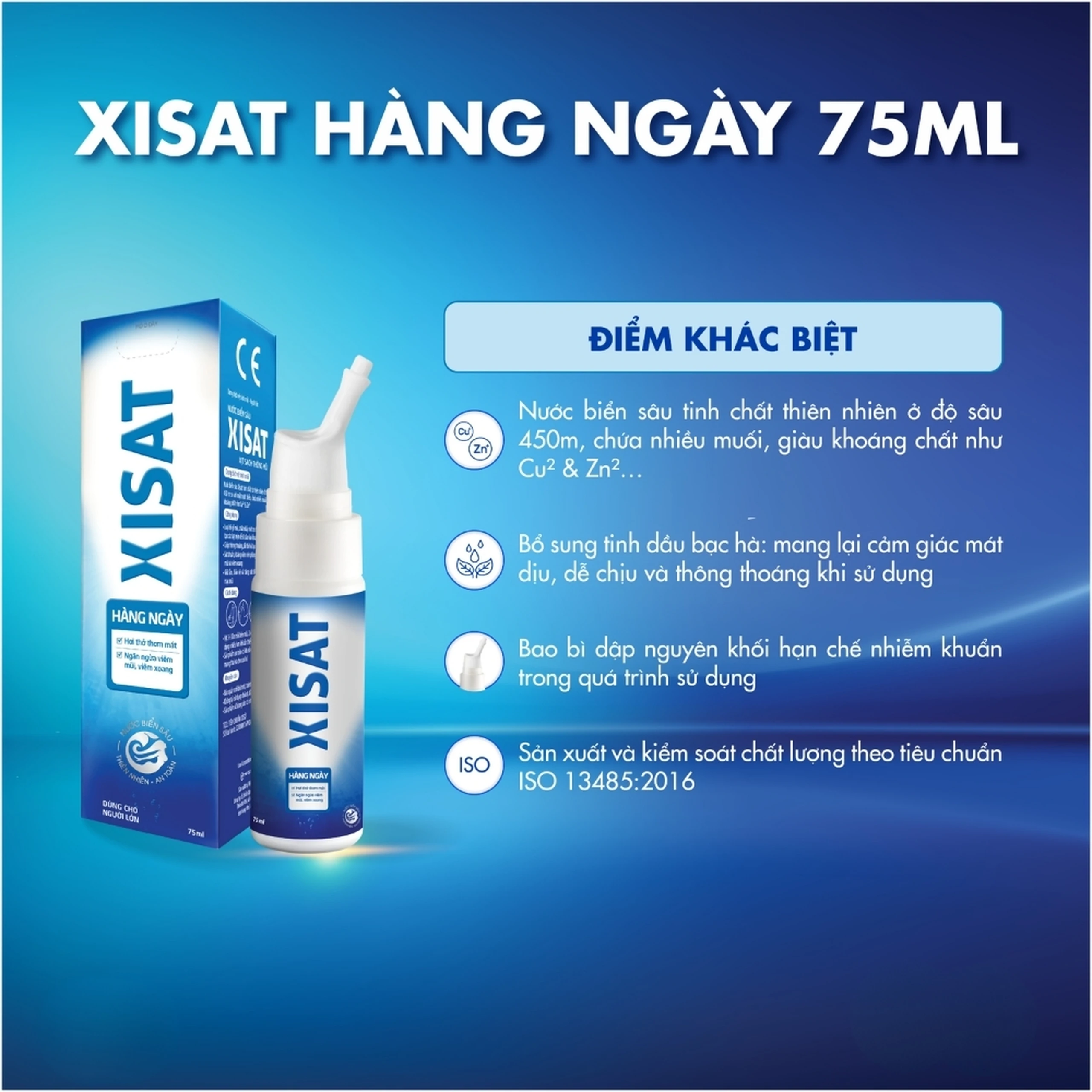 Xịt mũi Xisat người lớn 75ml làm sạch thông mũi 3