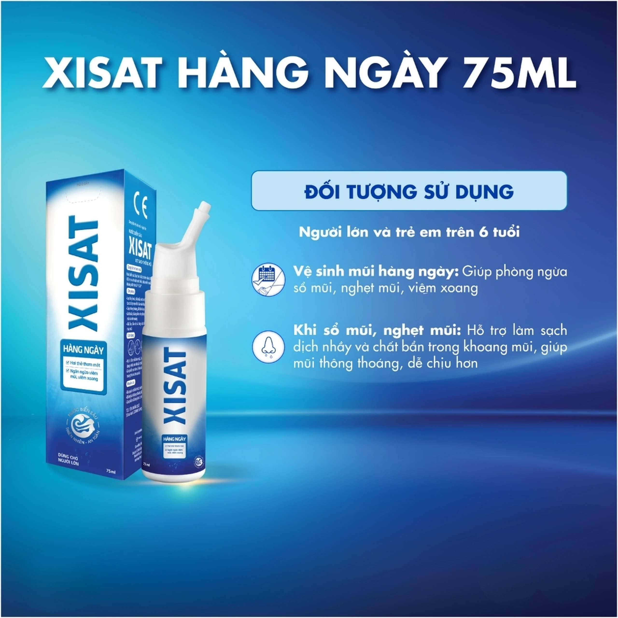 Xịt mũi Xisat người lớn 75ml làm sạch thông mũi 5