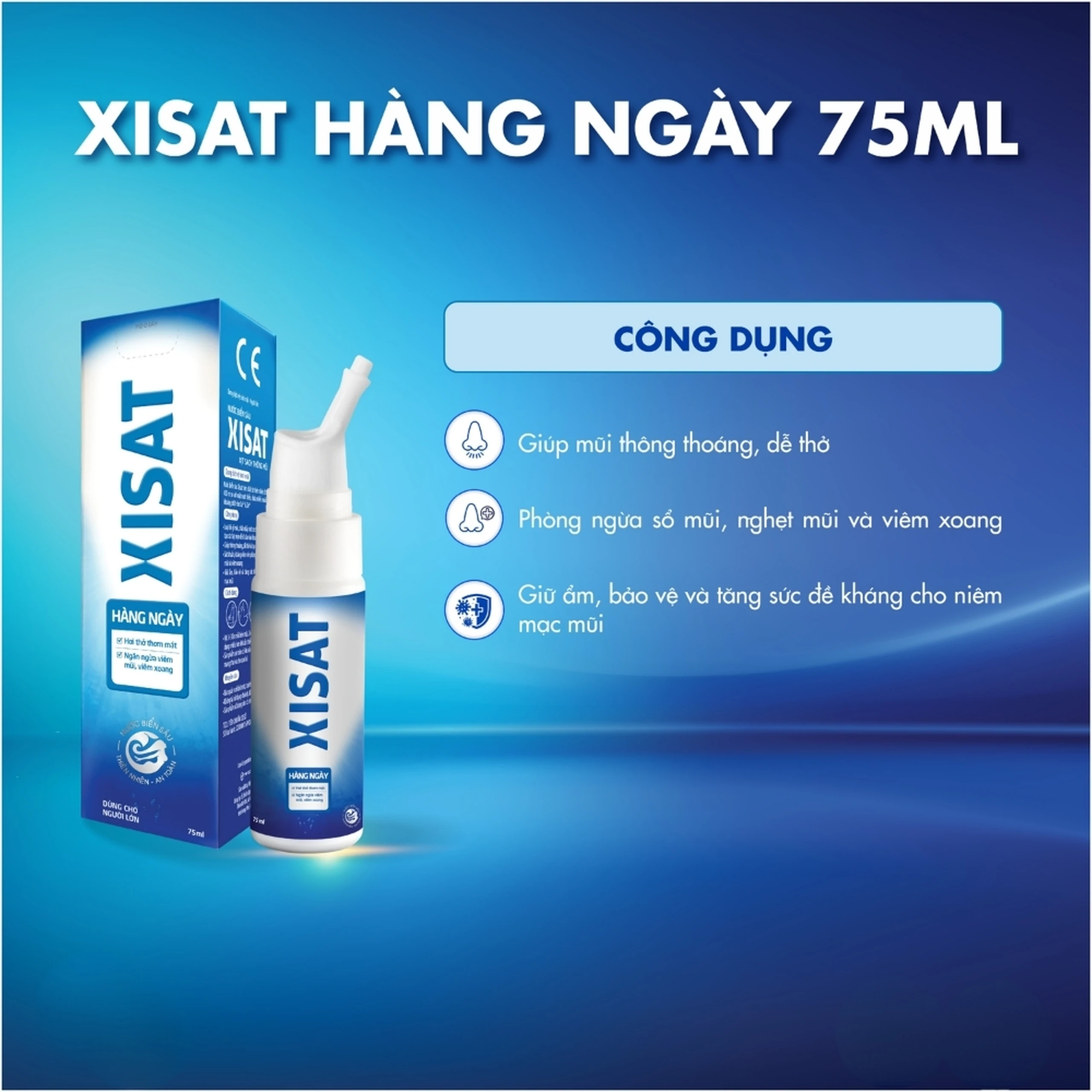 Xịt mũi Xisat người lớn 75ml làm sạch thông mũi 2