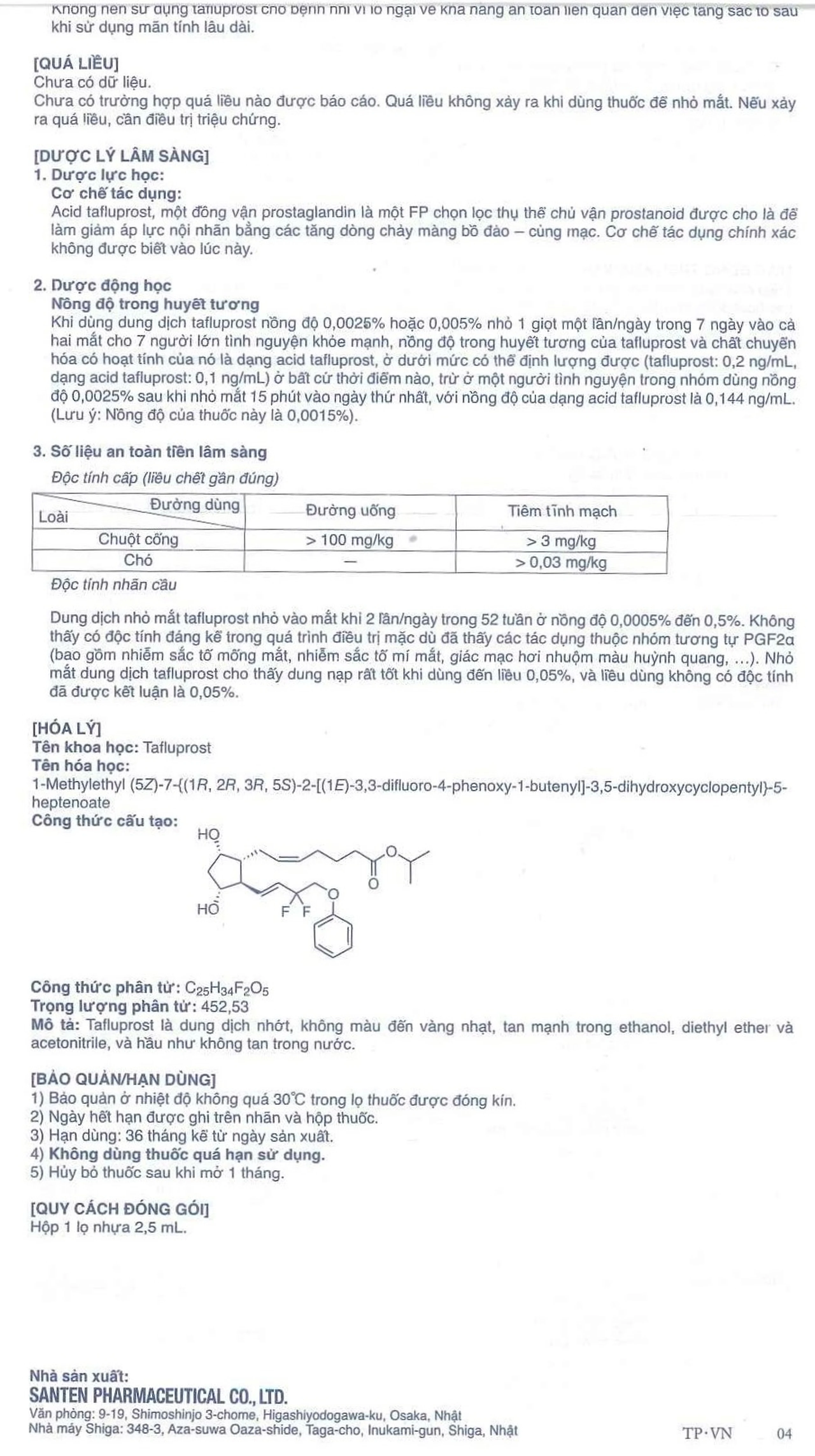 Thuốc nhỏ mắt Taflotan Santen làm giảm áp lực nội nhãn cao (2,5ml)