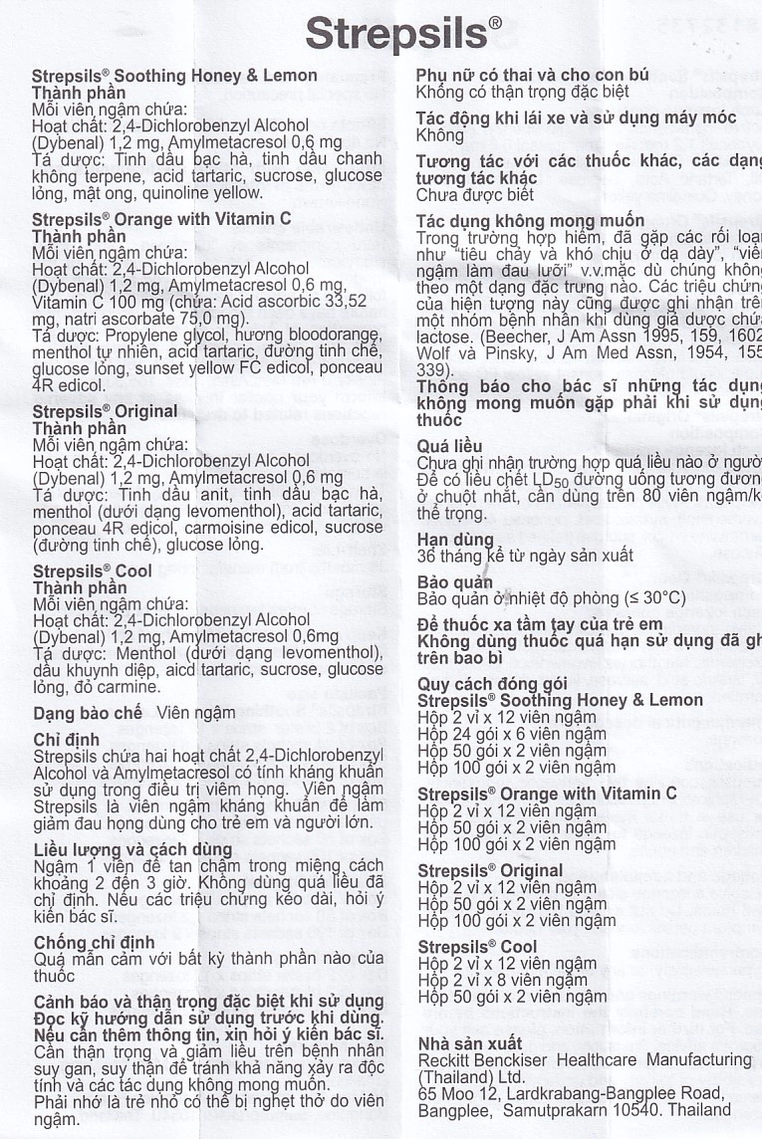 Viên ngậm Strepsils Orange with Vitamin C Reckitt Benckiser điều trị đau họng (50 gói x 2 viên)