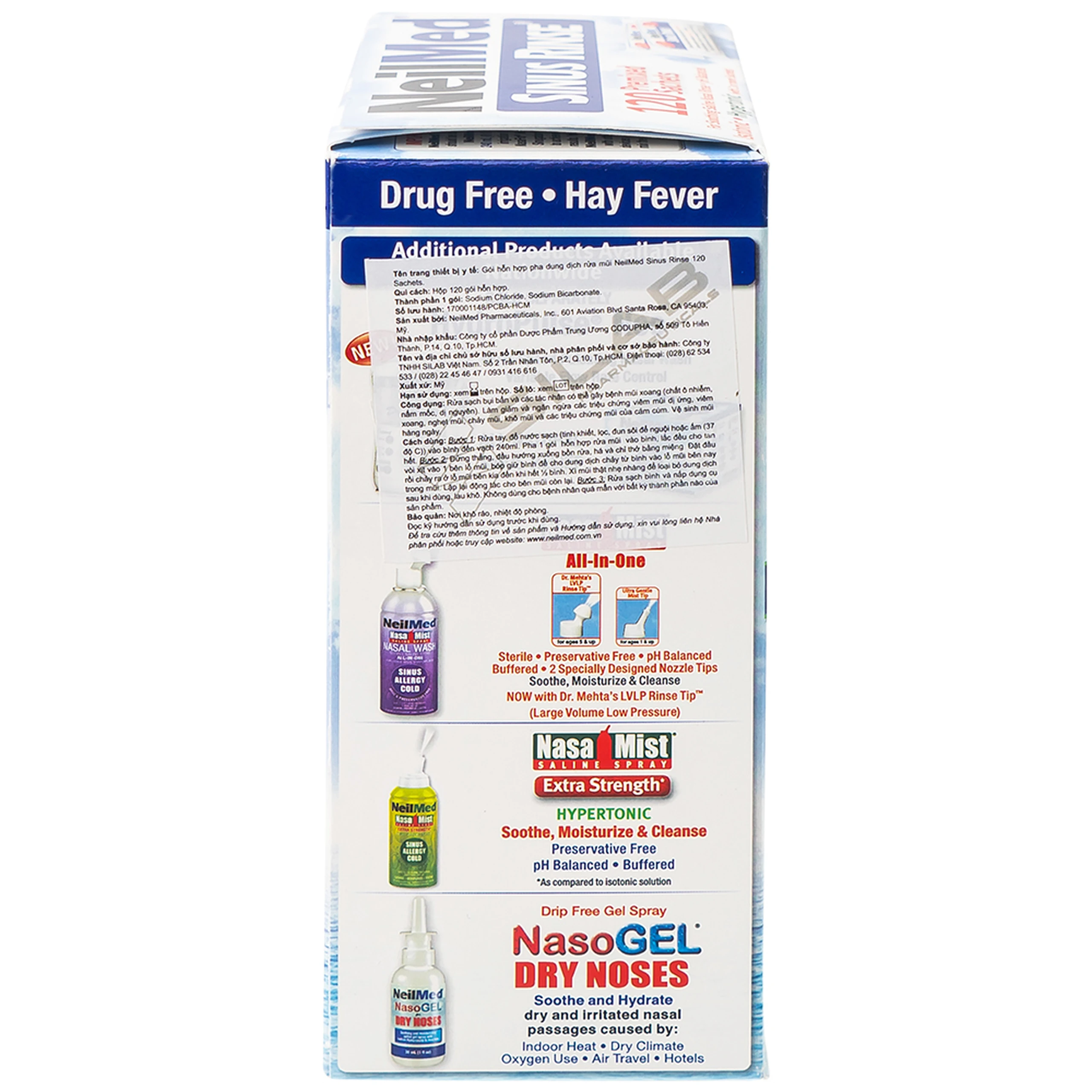 Bột pha rửa mũi Neilmed Sinus Rinse (120 gói) All Natural Sinus Relief làm sạch và ngăn ngừa viêm xoang, viêm mũi dị ứng