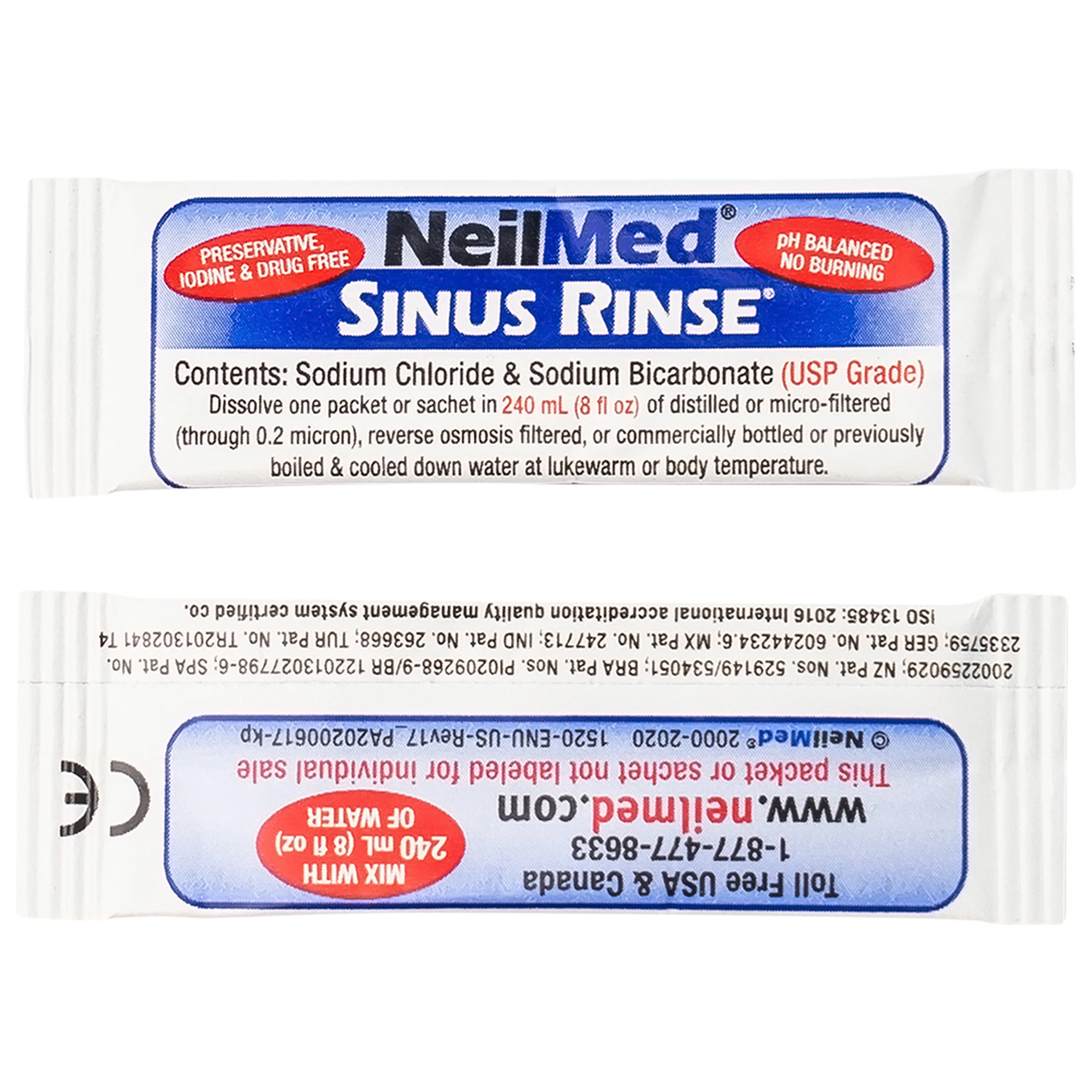 Bột pha rửa mũi Neilmed Sinus Rinse (120 gói) All Natural Sinus Relief làm sạch và ngăn ngừa viêm xoang, viêm mũi dị ứng