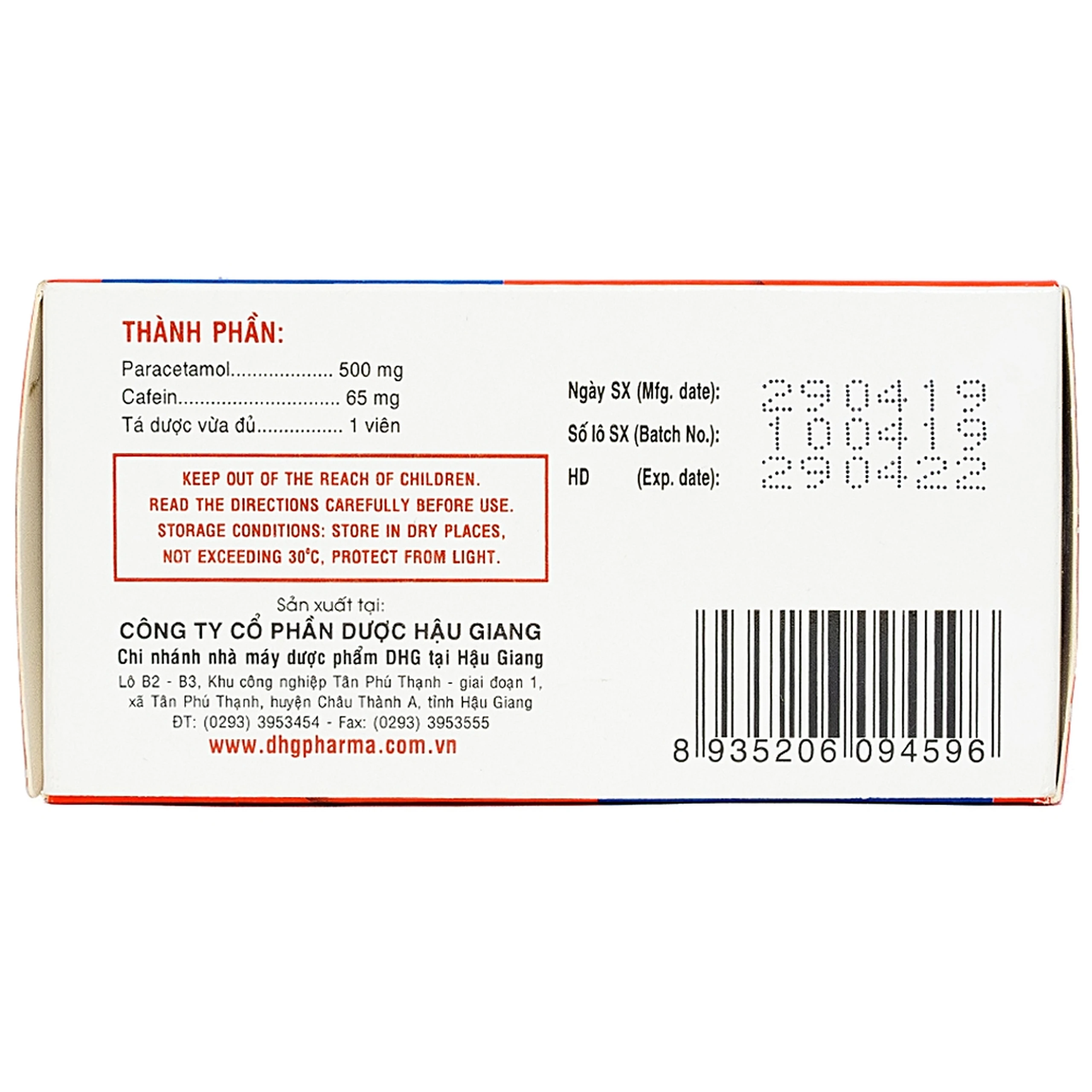 Thuốc Hapacol Extra DHG giảm đau đầu, đau nửa đầu (10 vỉ x 10 viên)