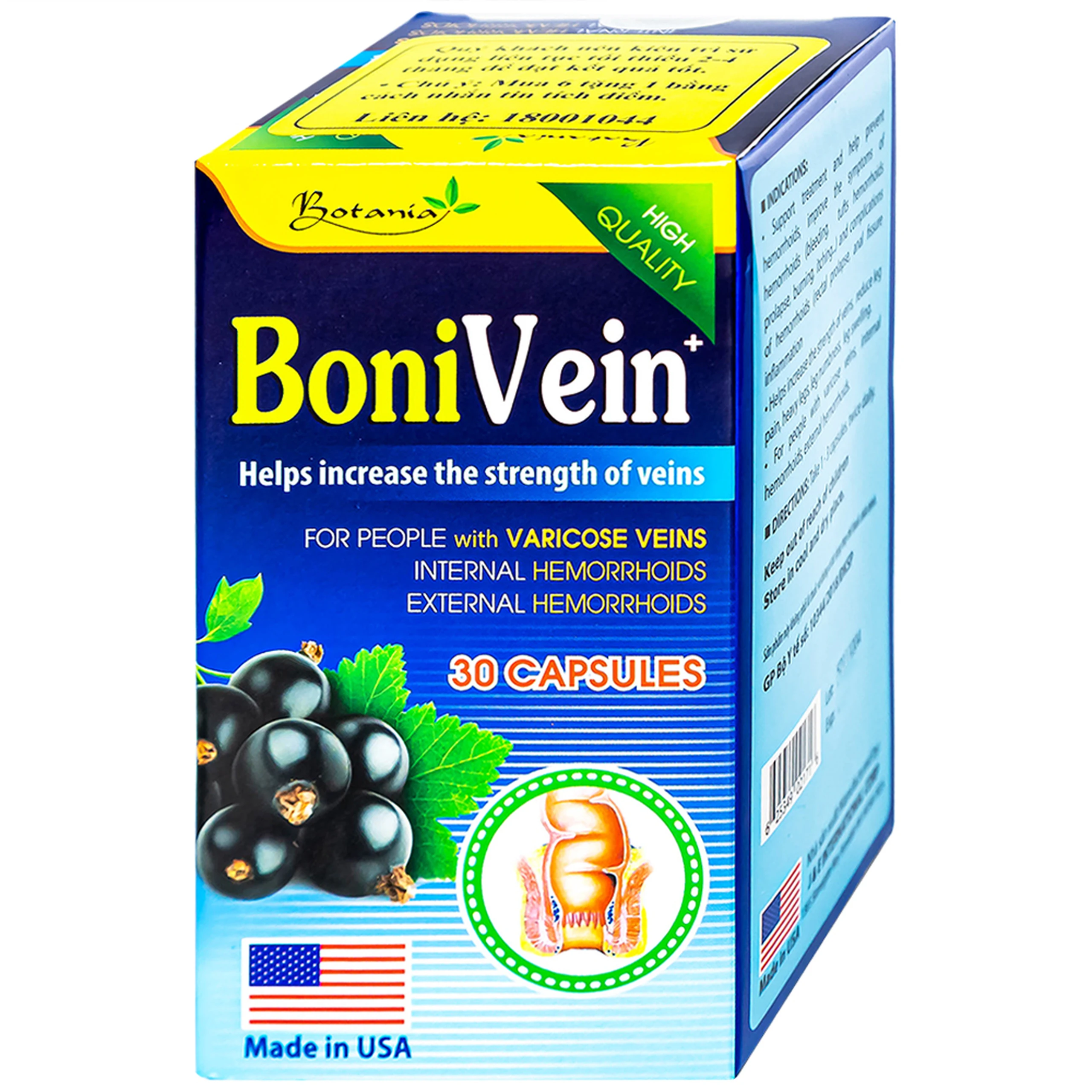 Viên uống hỗ trợ tăng sức bền của tĩnh mạch BoniVein Botania (30 viên)