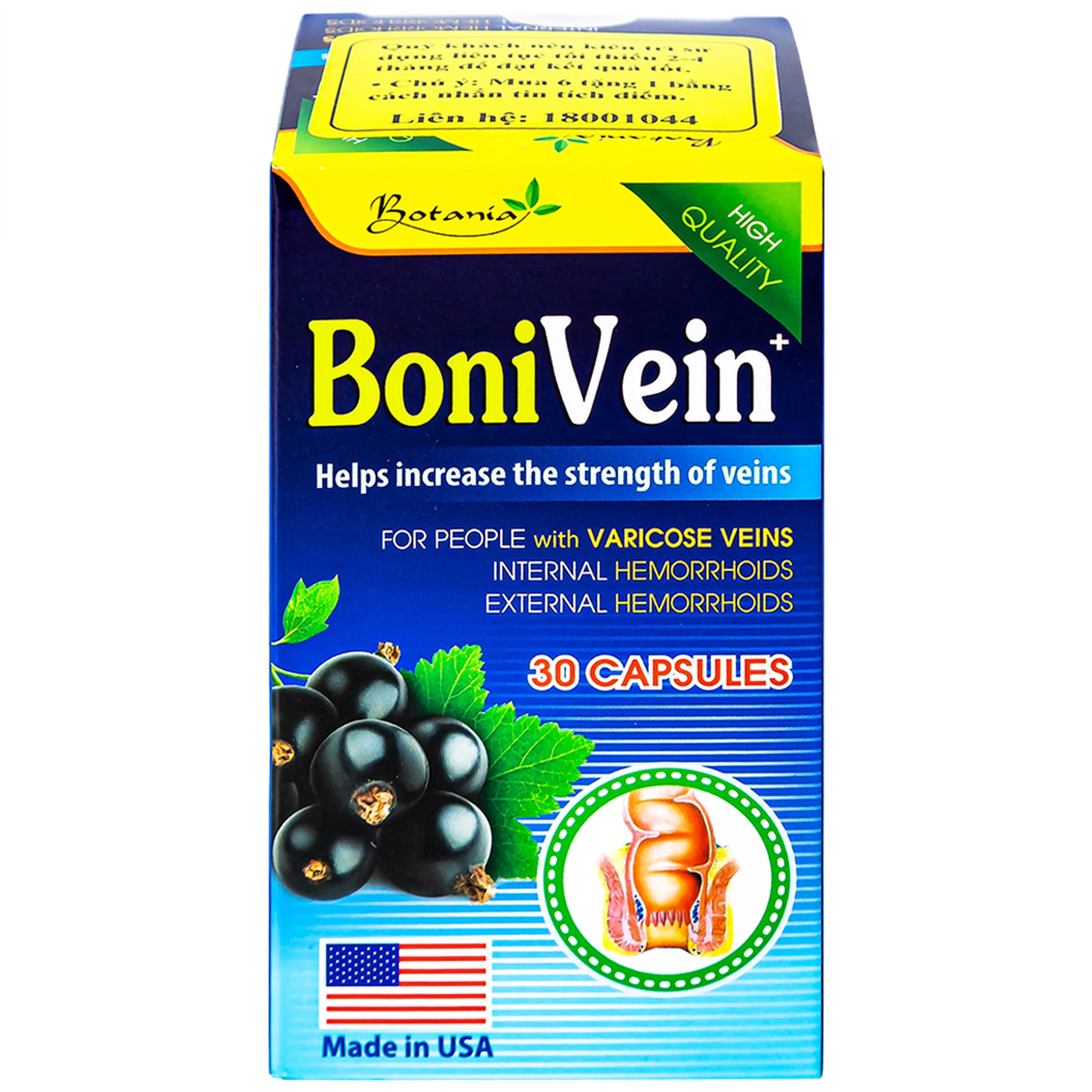 Viên uống hỗ trợ tăng sức bền của tĩnh mạch BoniVein Botania (30 viên)