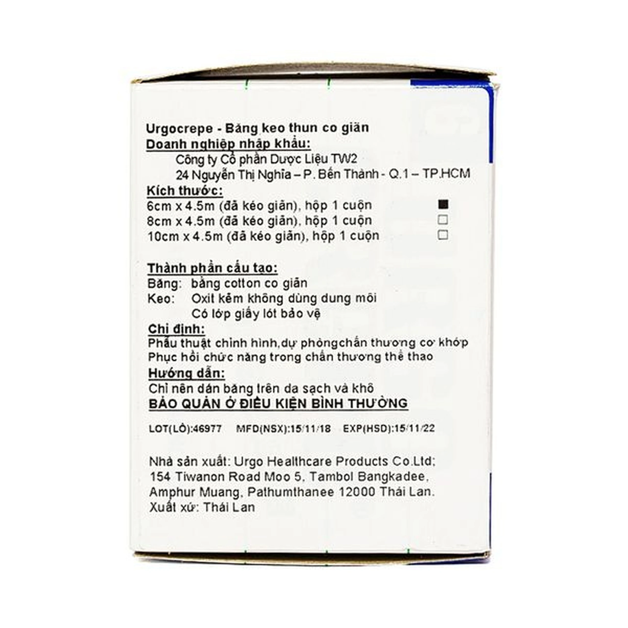 Băng keo thun Urgocrepe 8cm x 4.5m giúp cố định phẫu thuật chỉnh hình, dự phòng chấn thương cơ khớp