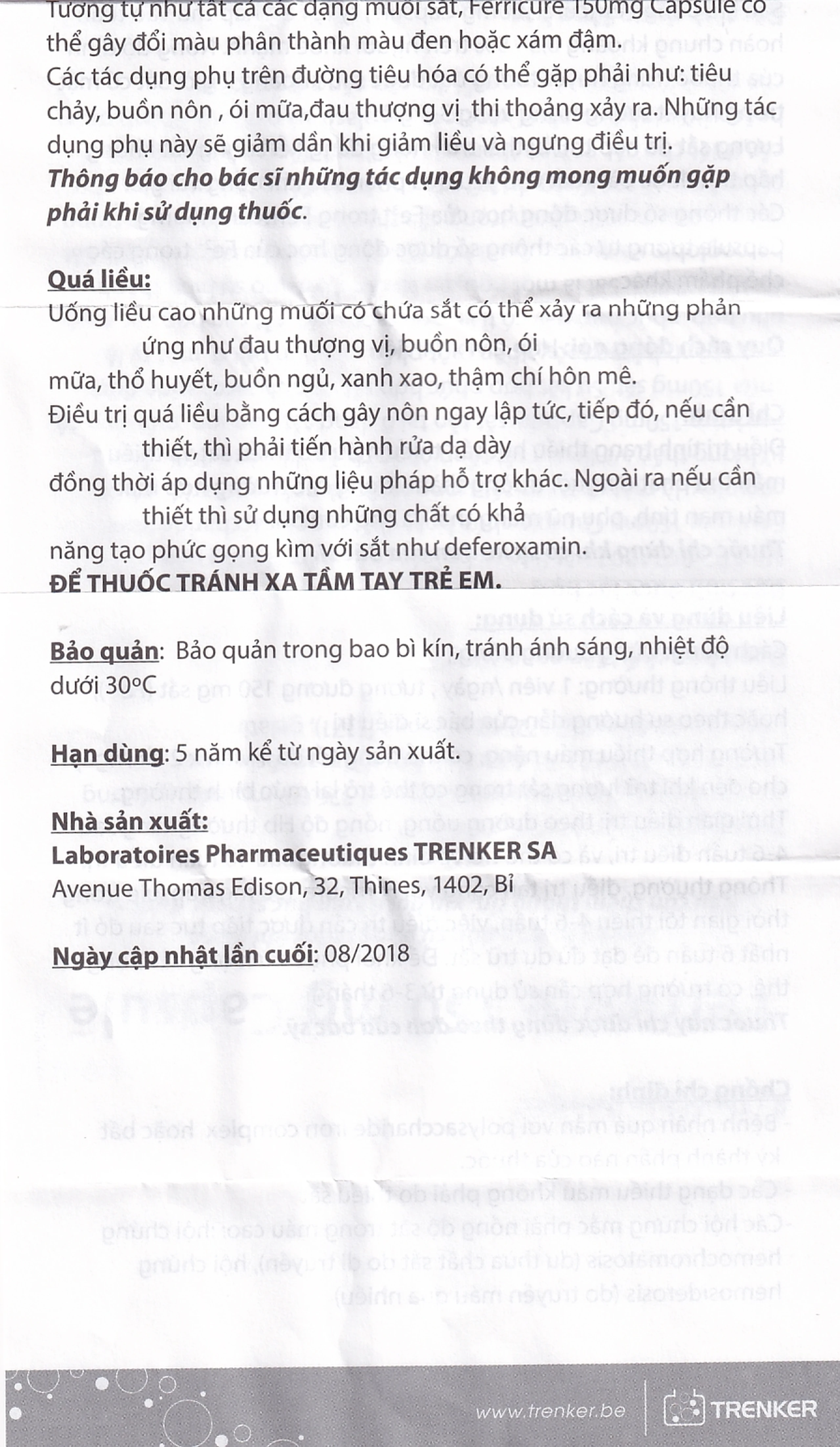 Thuốc Ferricure 150mg Trenker điều trị thiếu sắt, thiếu máu do thiếu sắt (2 vỉ x 14 viên)