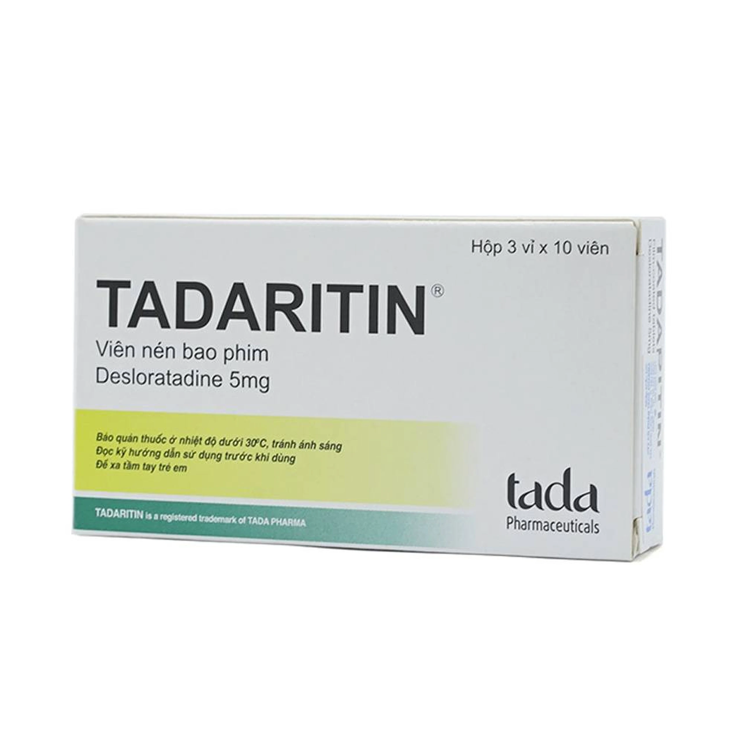 Thuốc Tadaritin 5mg Tada Pharma giảm viêm mũi dị ứng, mày đay (3 vỉ x 10 viên)