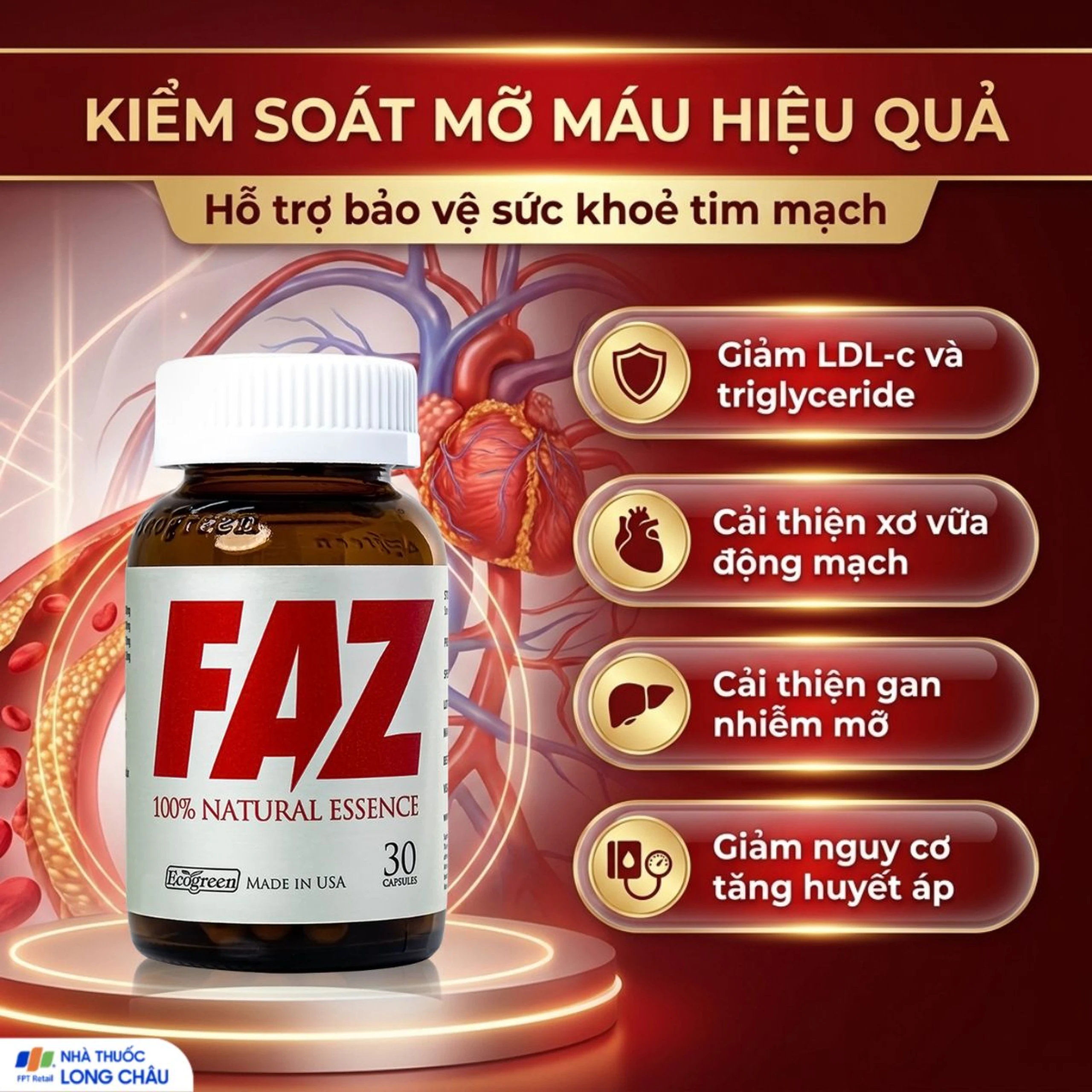 Viên uống hỗ trợ giảm cholesterol toàn phần giảm LDL-c Ecogreen FAZ (30 viên) 3