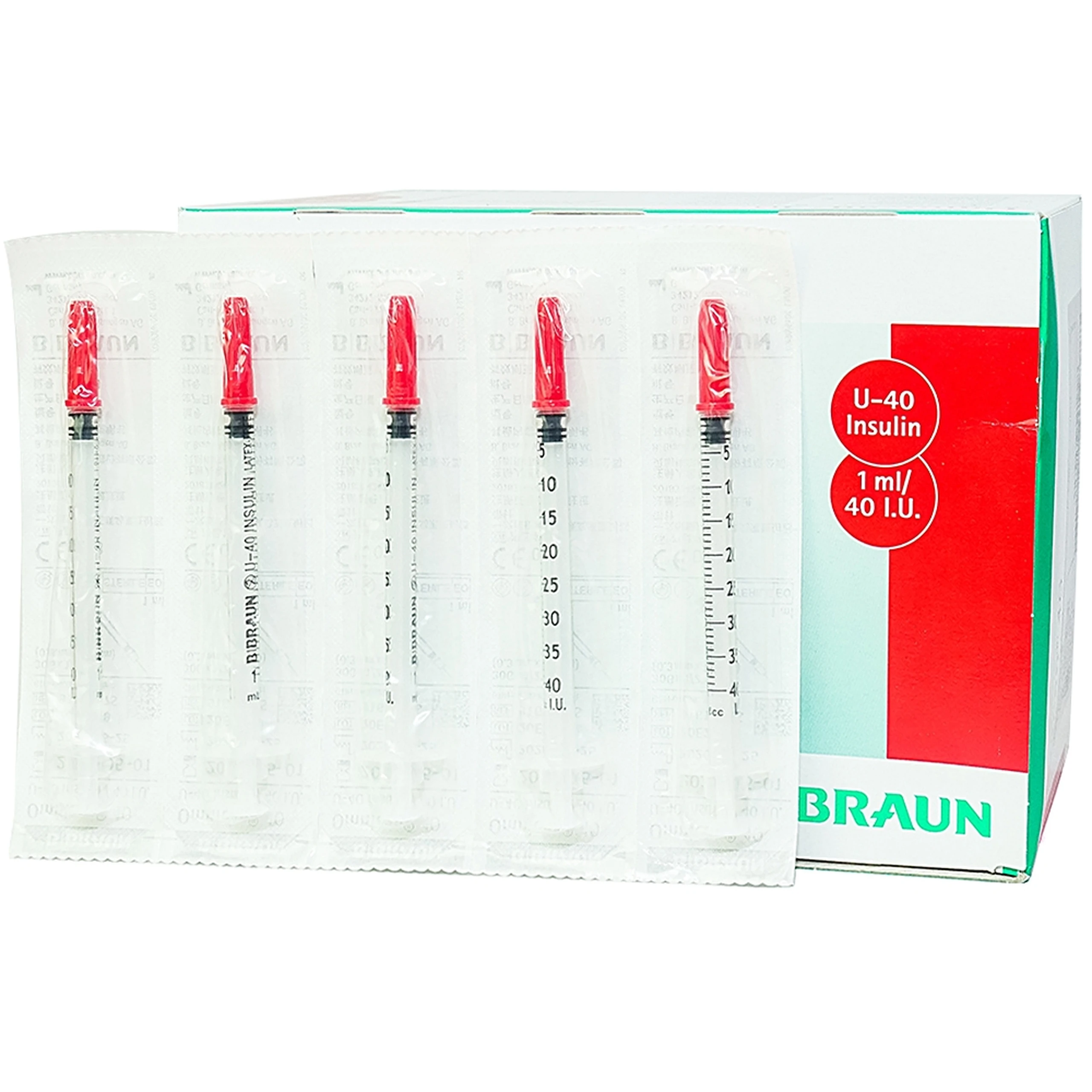 Bơm tiêm tiểu đường Omnican 1ml/40iu Braun màu đỏ (100 cái)