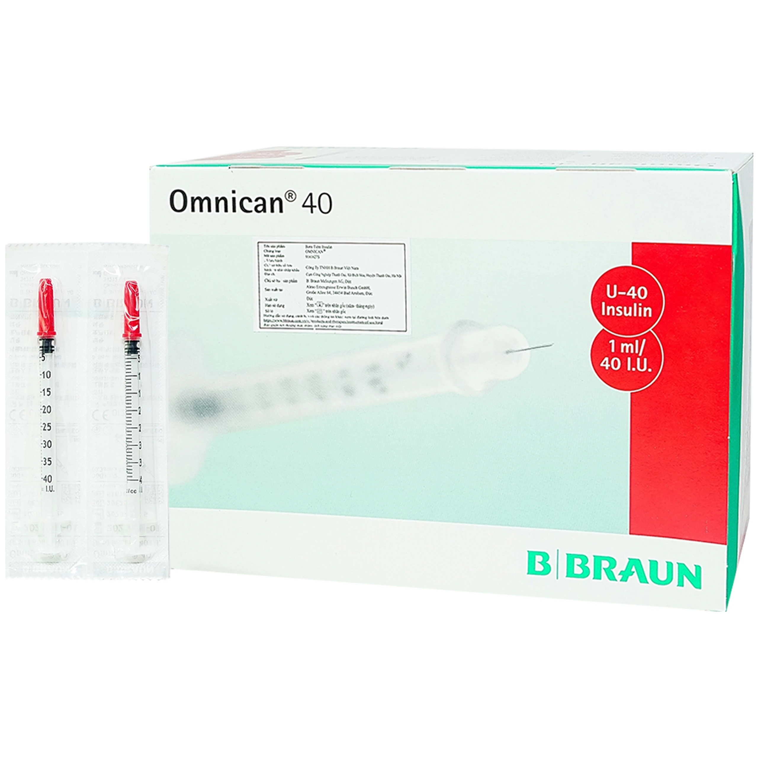 Bơm tiêm tiểu đường Omnican 1ml/40iu Braun màu đỏ (100 cái) 1