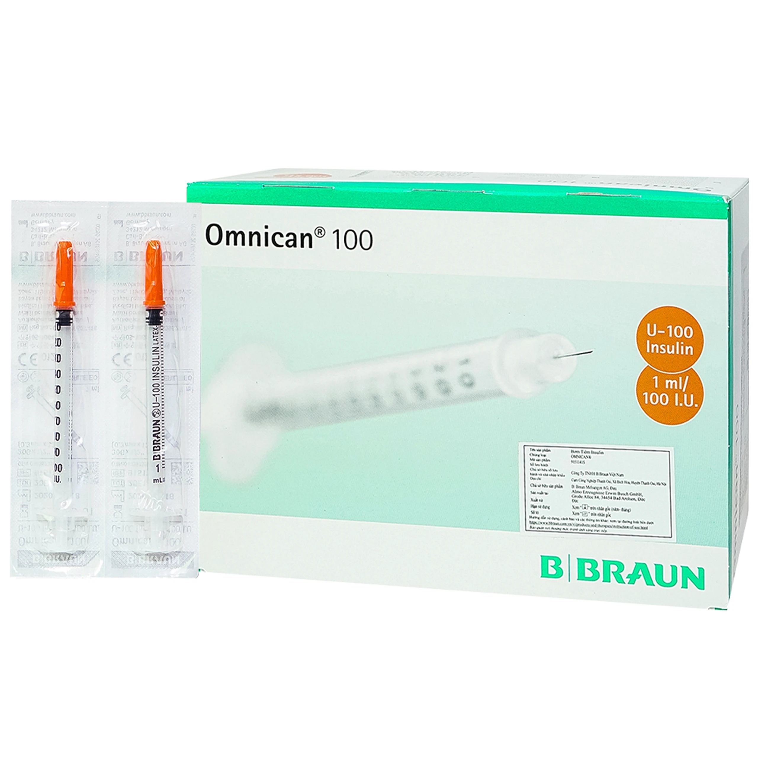 Bơm tiêm tiểu đường Omnican 1ml/100iu Braun màu cam (100 cái) 1