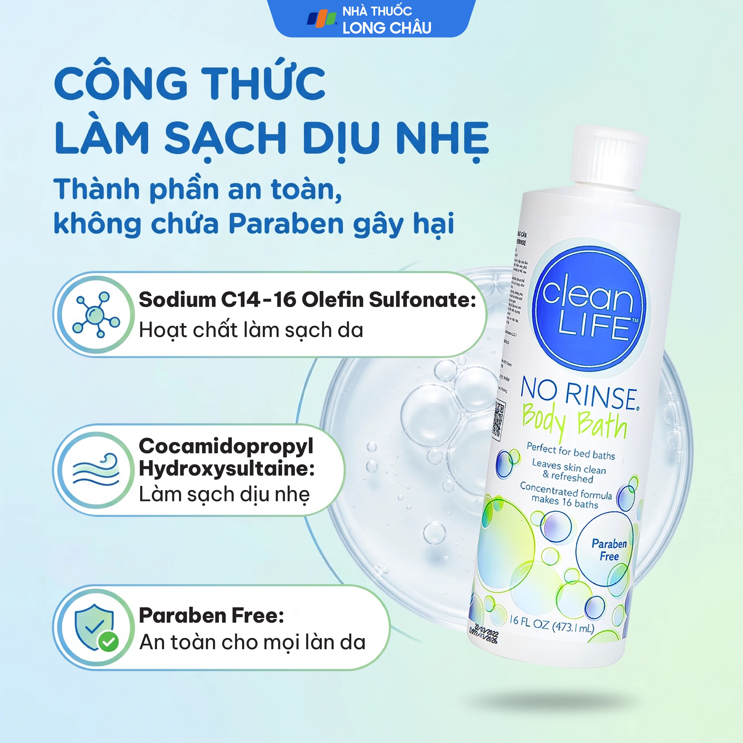 Sữa tắm Norinse Body Bath làm sạch da không cần dùng nước (473.1ml) 3
