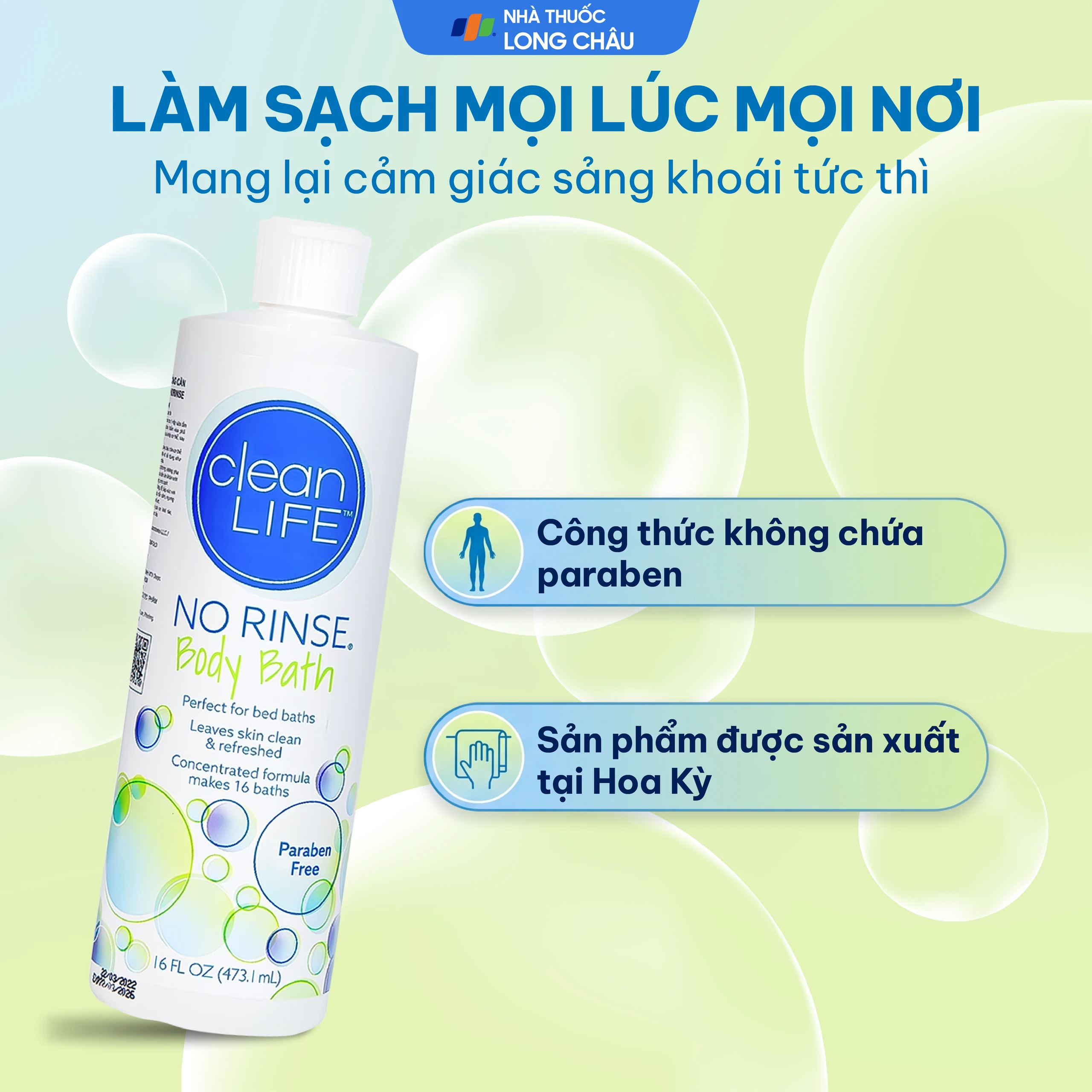 Sữa tắm Norinse Body Bath làm sạch da không cần dùng nước (473.1ml) 6