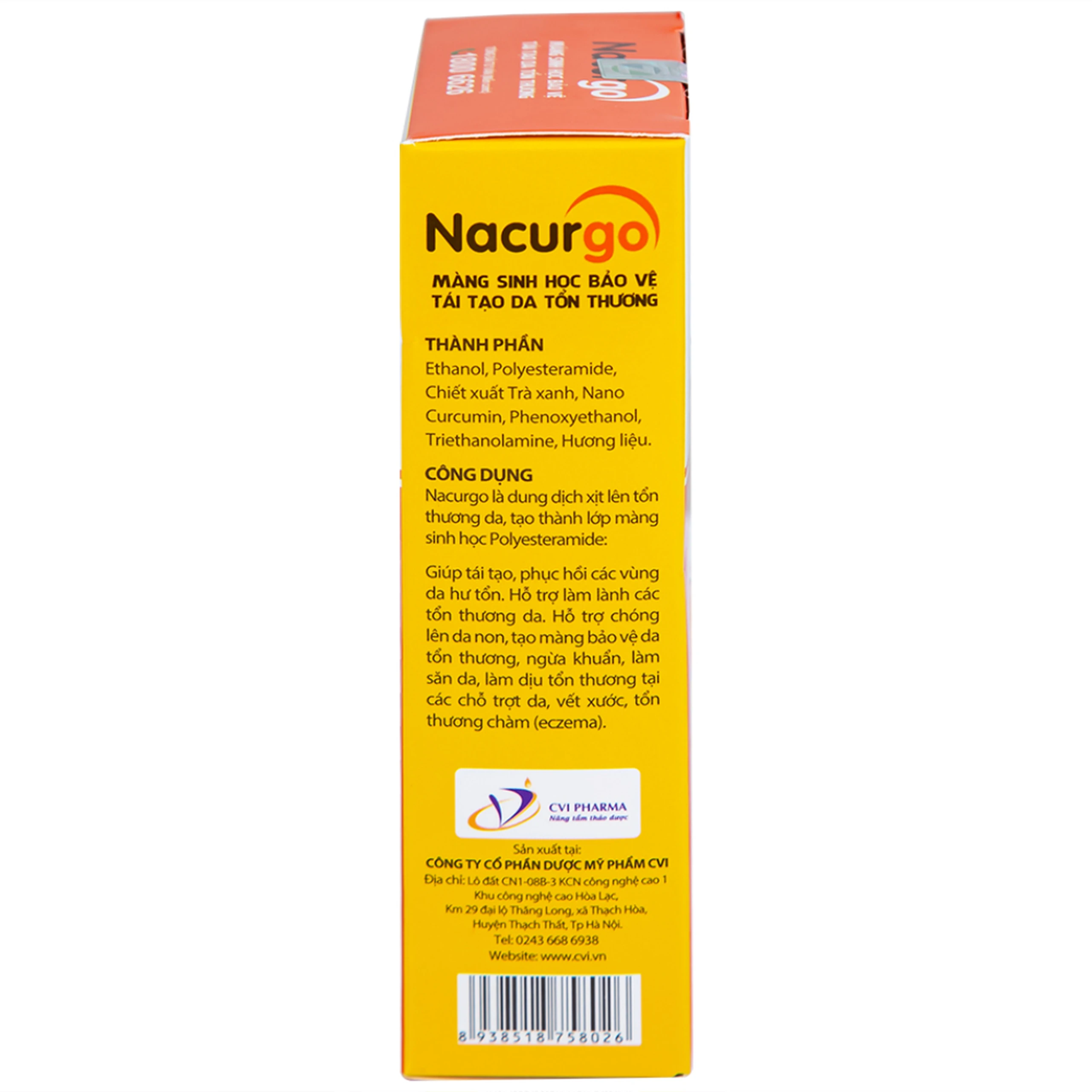 Dung dịch xịt tạo màng sinh học Nacurgo Newtech bảo vệ da tổn thương 30ml