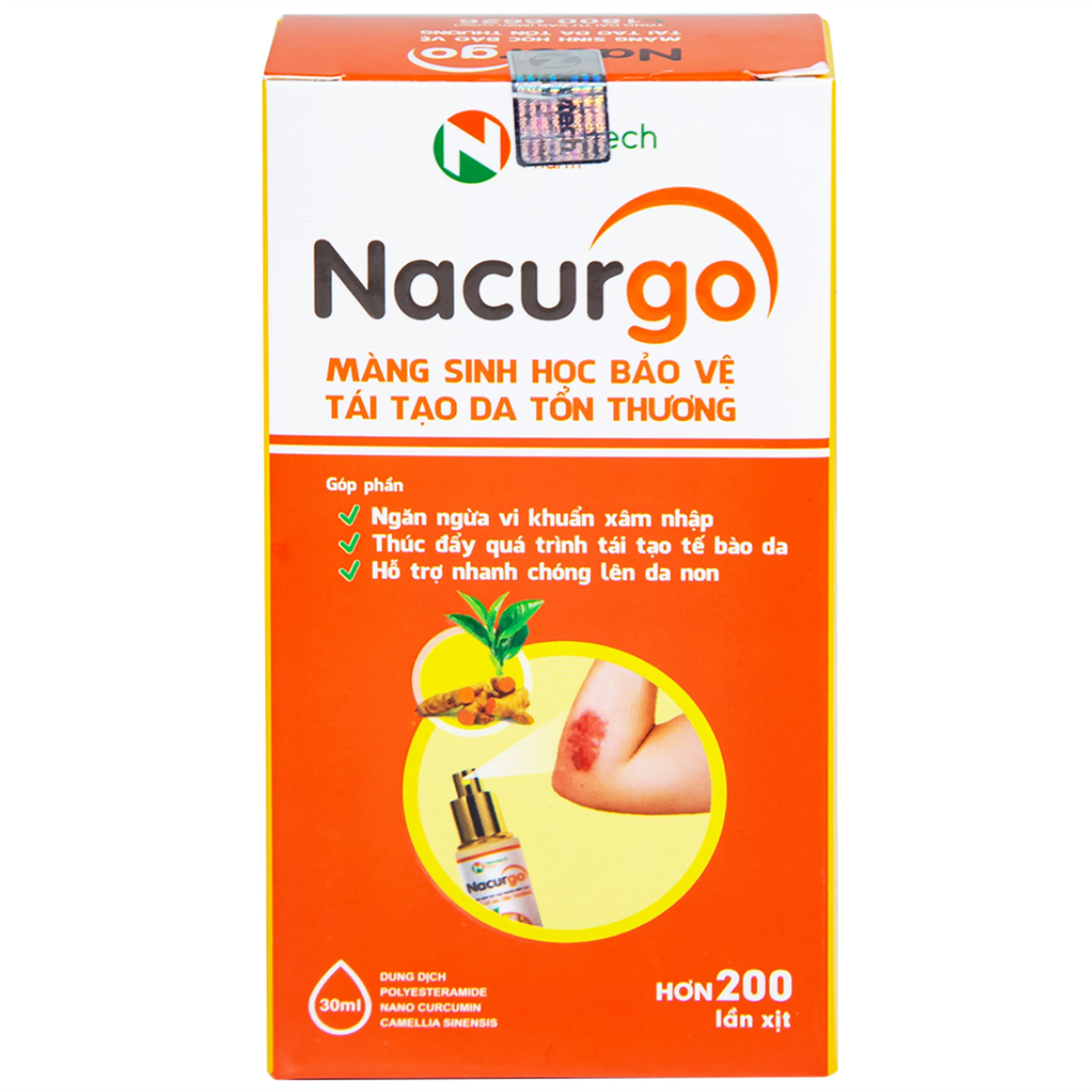 Dung dịch xịt tạo màng sinh học Nacurgo Newtech bảo vệ da tổn thương 30ml