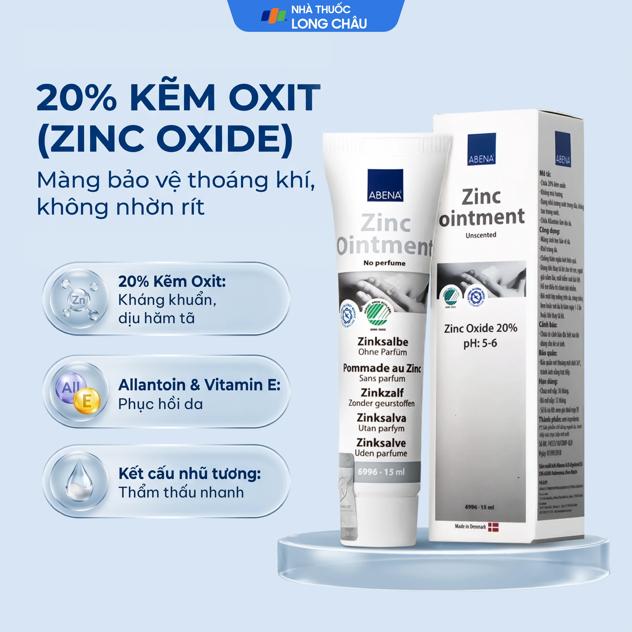 Kem bôi Abena Zinc Ointment giảm viêm da, xoa dịu vết cắn nhanh chóng (15ml) 3