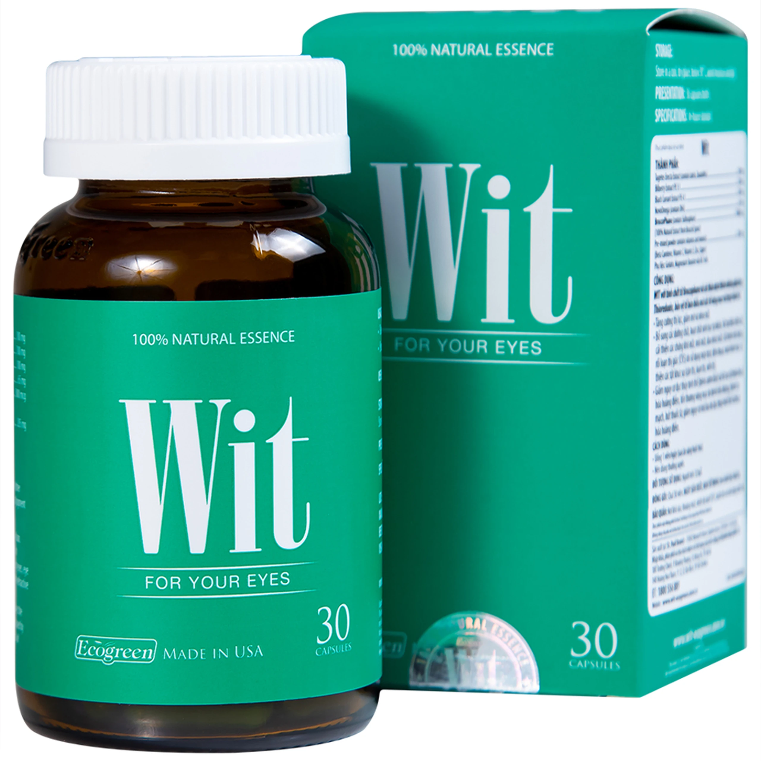Viên uống tăng cường thị lực giảm mờ và nhòe mắt WIT For Your Eyes (30 viên)