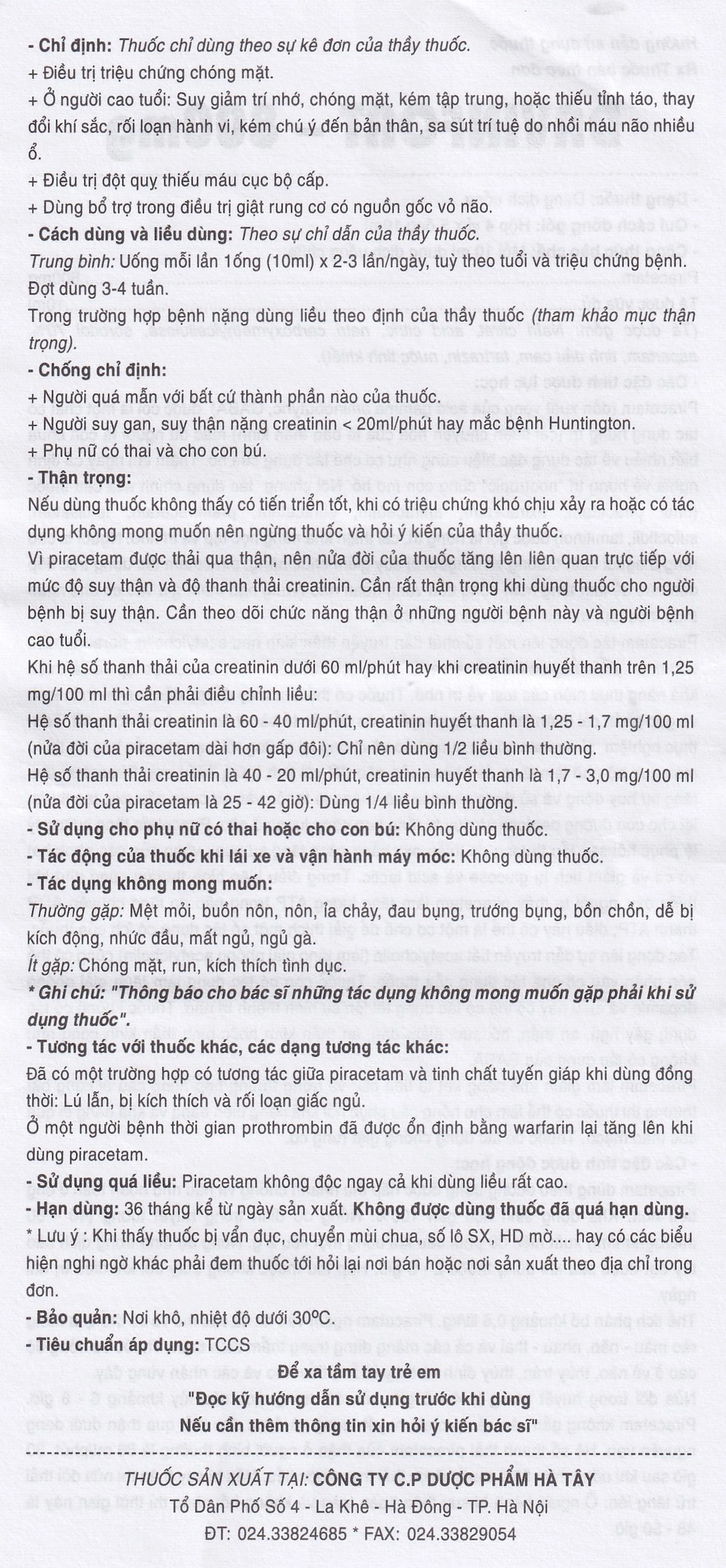 Dung dịch Davinfort 800mg/10ml Hataphar điều trị chứng chóng mặt (20 ống x 10ml)