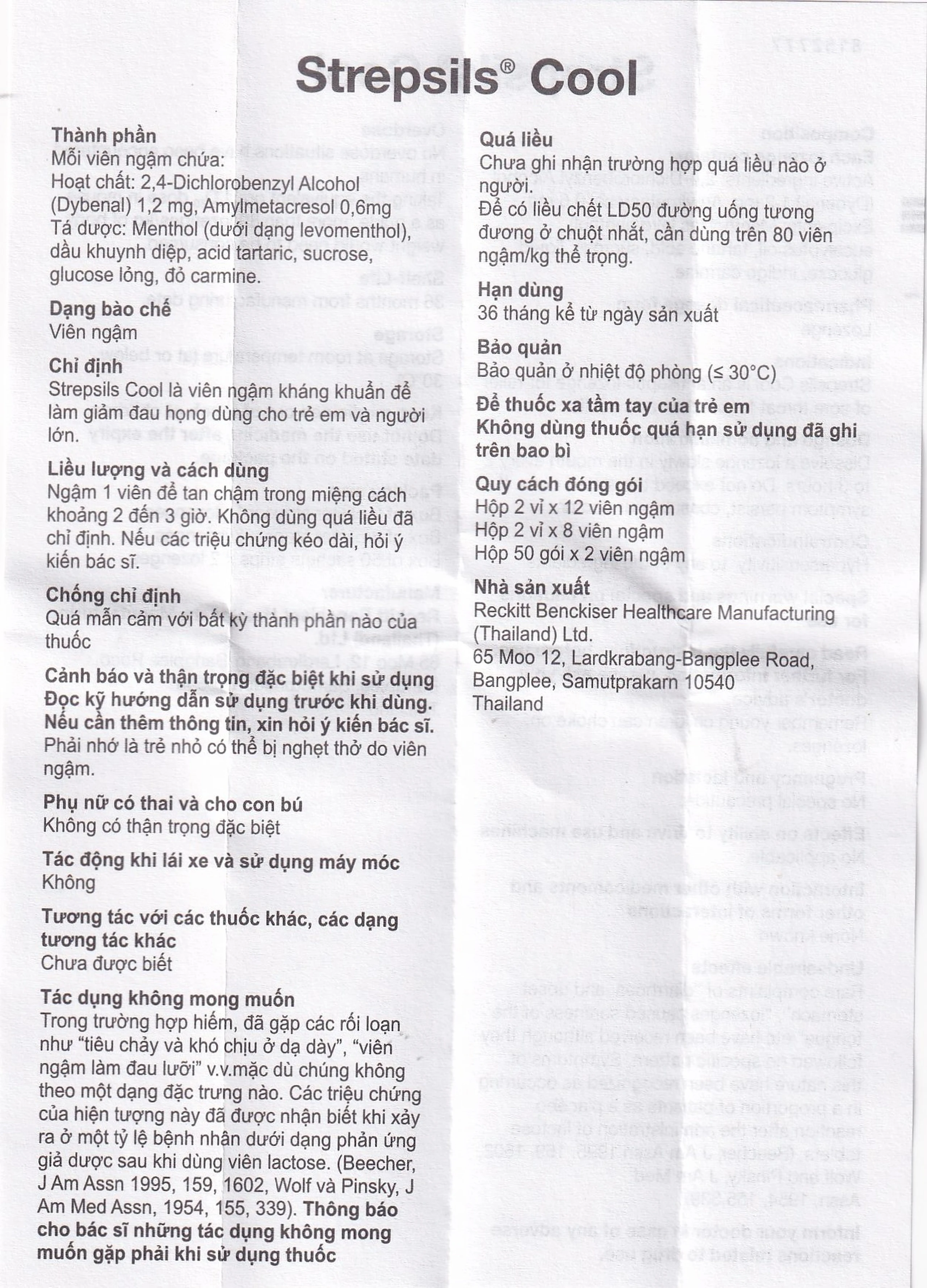 Viên ngậm Strepsils Cool Reckitt Benckiser giảm đau họng (50 gói x 2 viên)