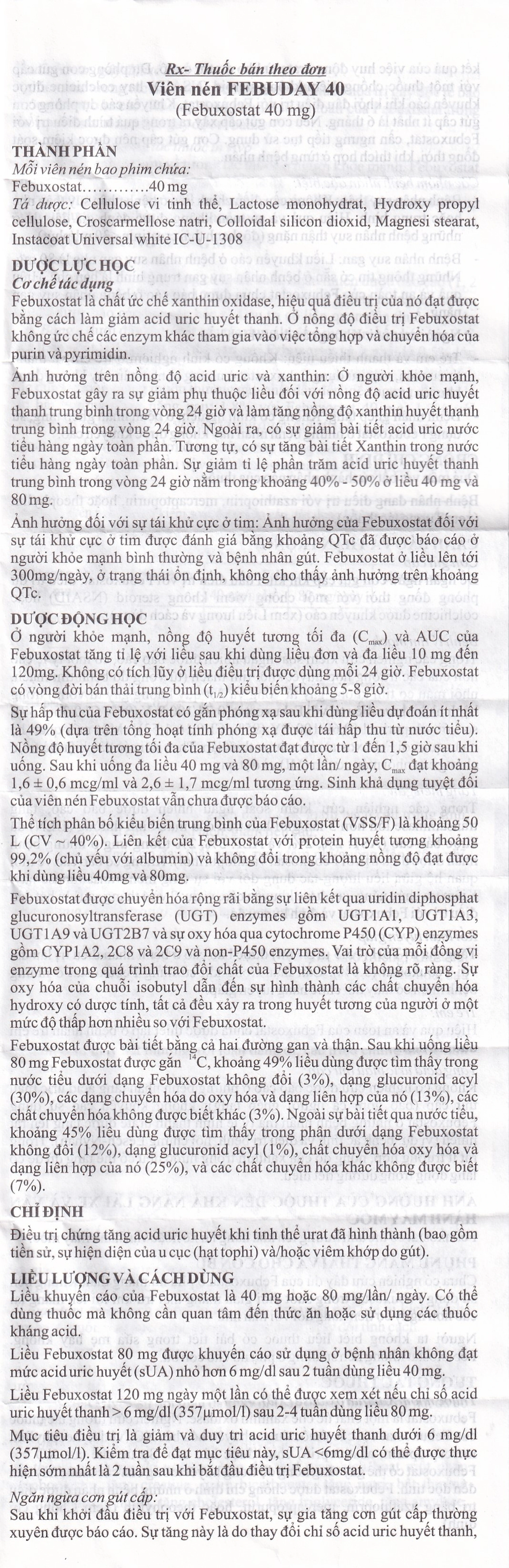 Thuốc Febuday 40 MSN điều trị tăng acid uric huyết (3 vỉ x 10 viên)