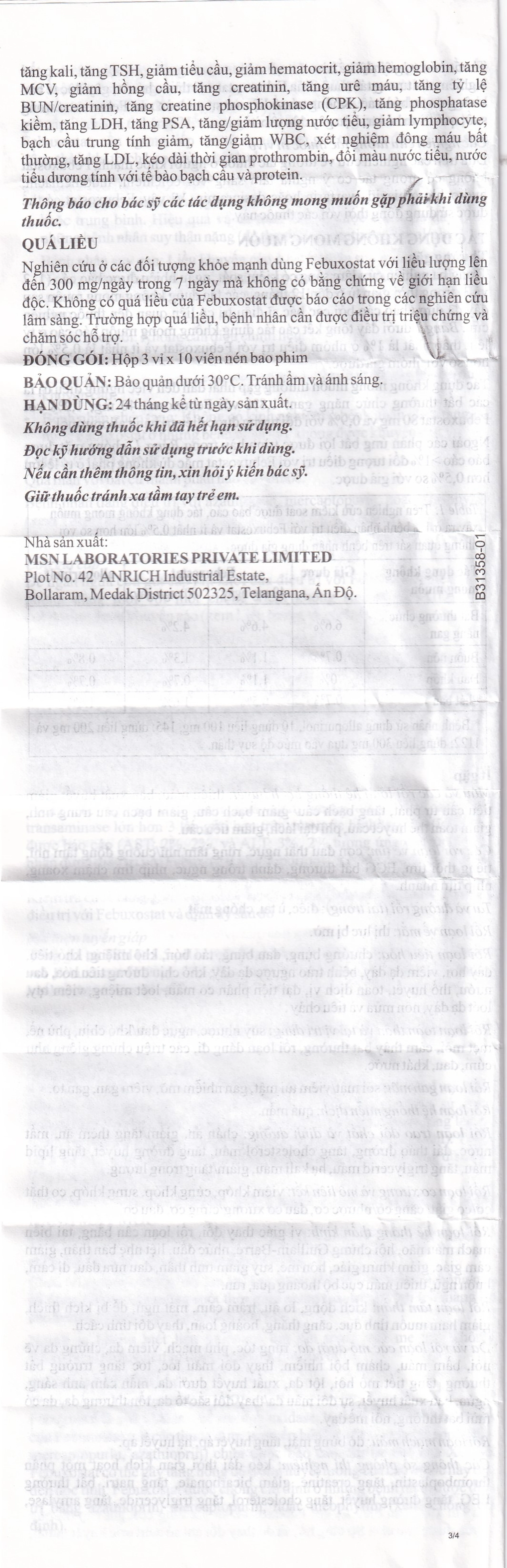 Thuốc Febuday 40 MSN điều trị tăng acid uric huyết (3 vỉ x 10 viên)