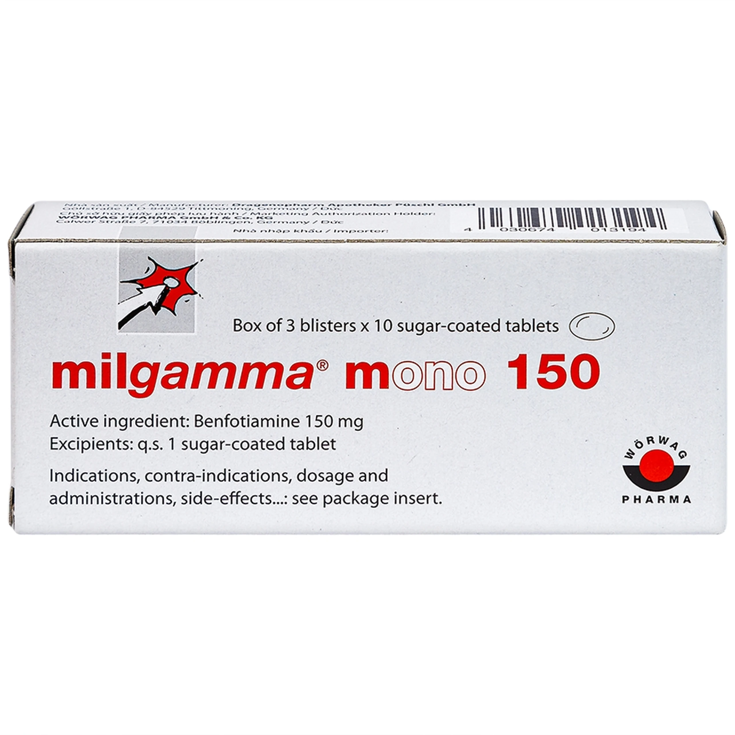 Viên nén Milgamma Mono 150 Dragenopharm điều trị viêm đa dây thần kinh (3 vỉ x 10 viên)