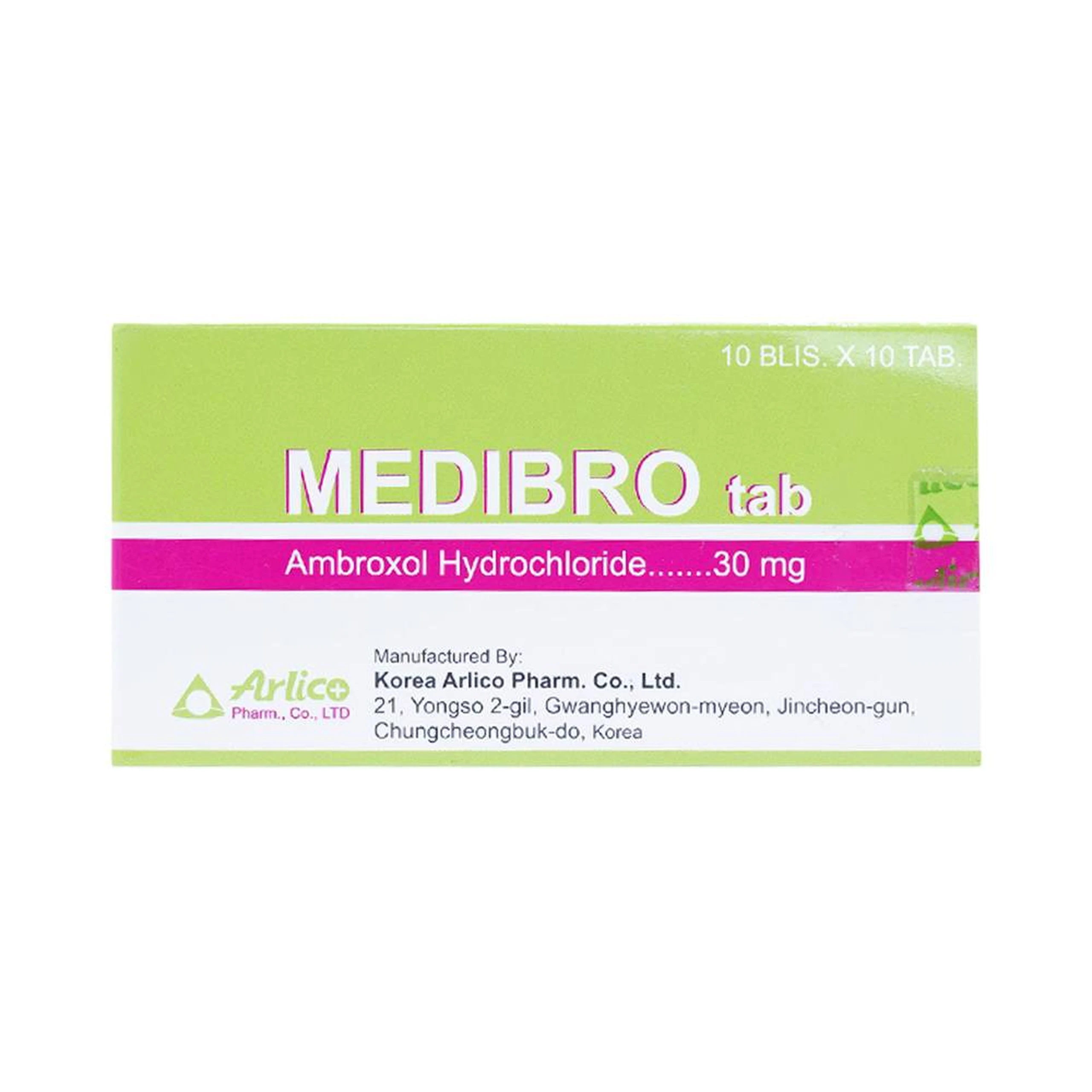 Viên nén Medibro 30mg Arlico tiêu chất nhầy đường hô hấp (10 vỉ x 10 viên)