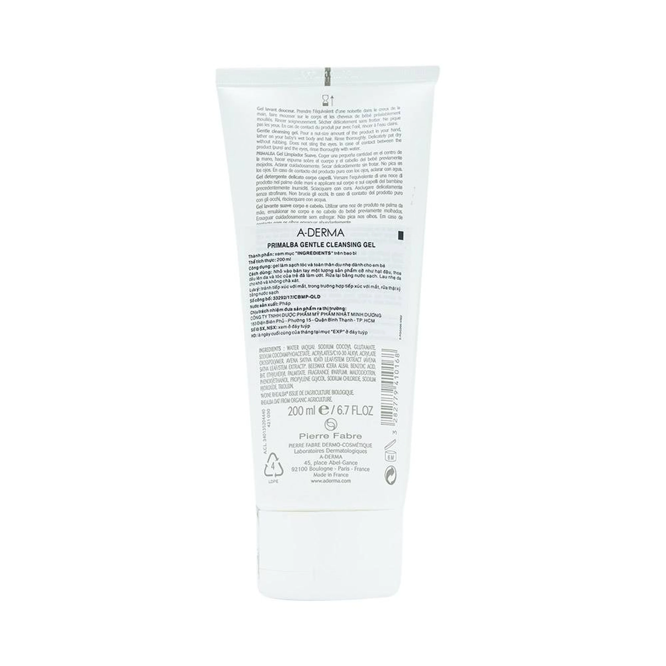 Gel tắm A-Derma Primalba Gentle Cleansing Gel sạch tóc và toàn thân dành cho bé (200ml)