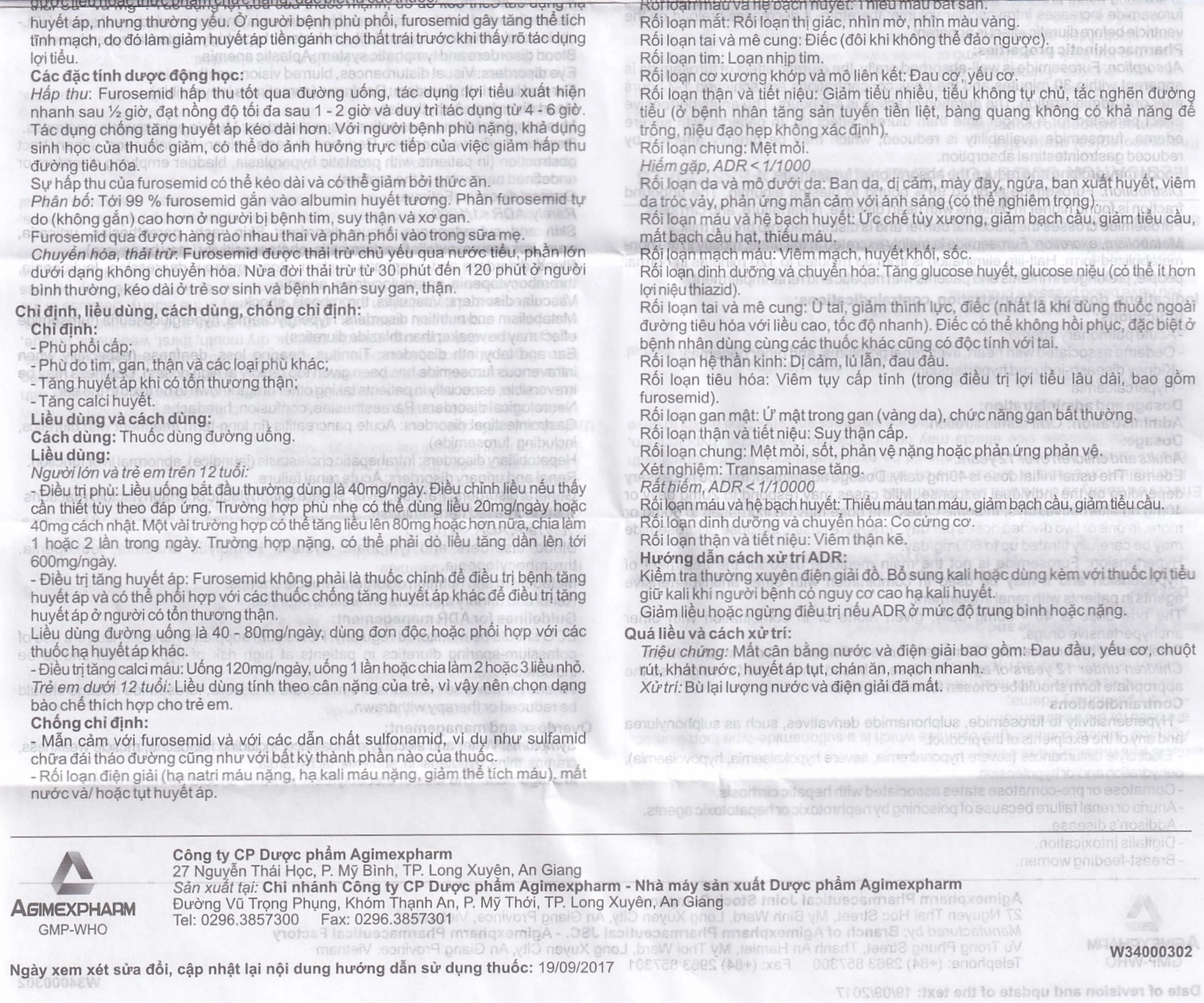 Thuốc Agifuros 40mg Agimexpharm điều trị phù phổi cấp, phù do tim, gan, thận (10 vỉ x 25 viên)