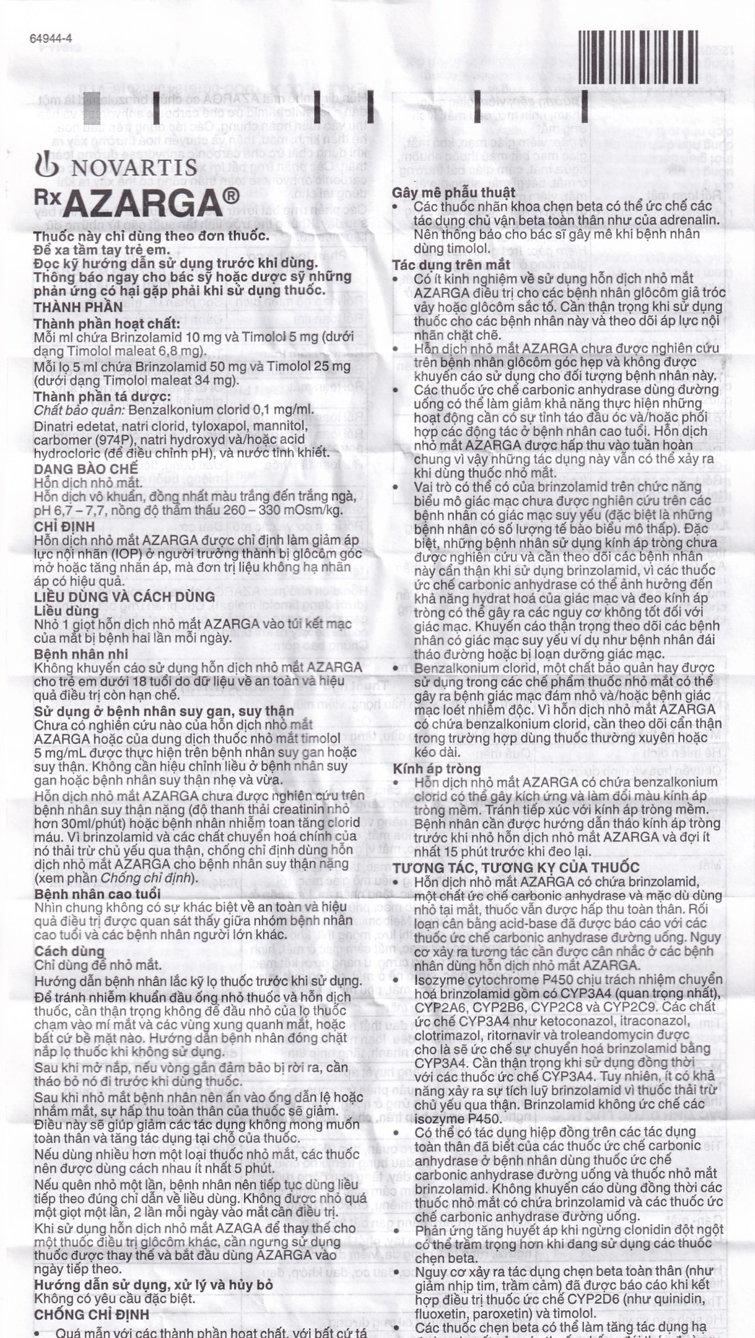 Thuốc nhỏ mắt Azarga Alcon giảm áp lực nội nhãn (5ml)