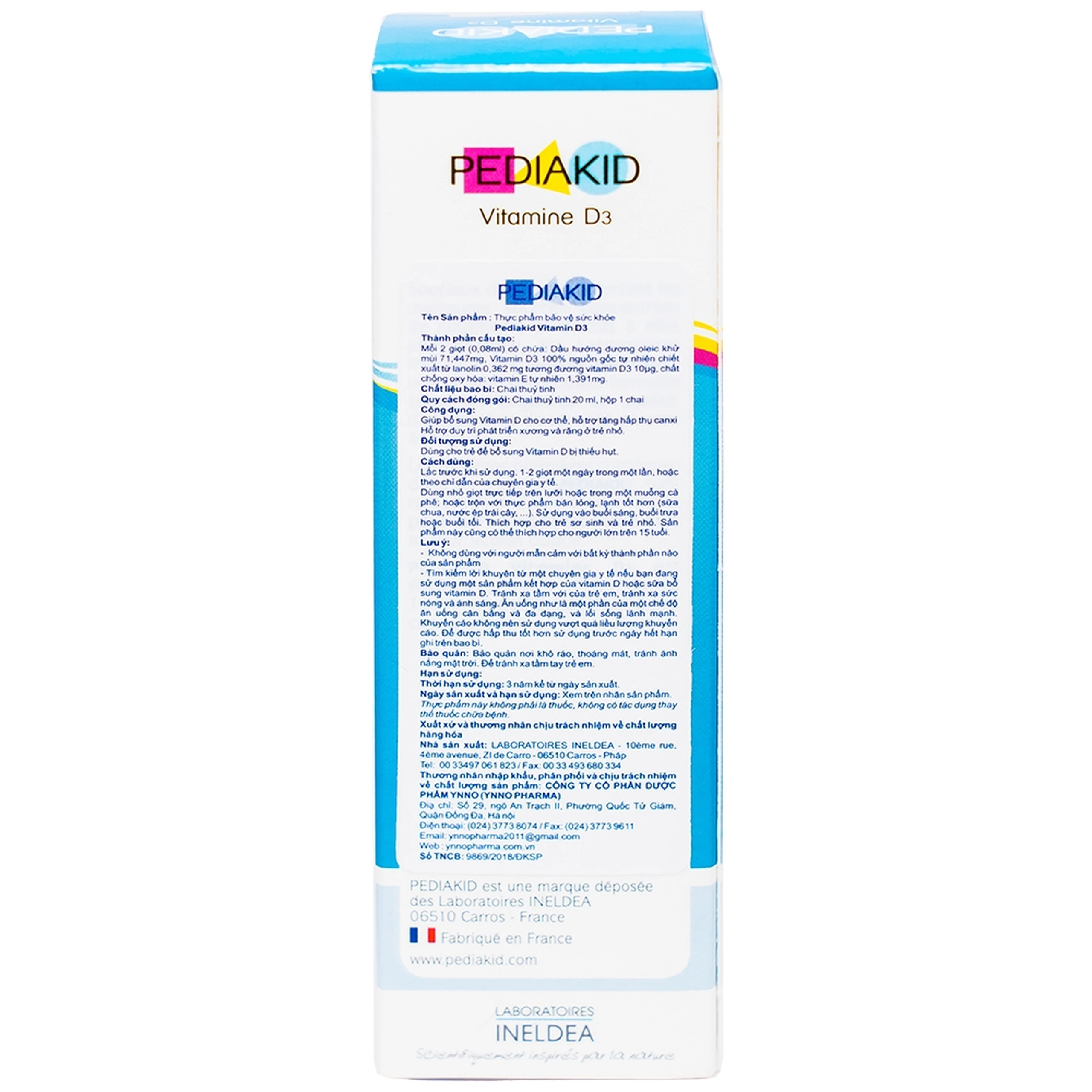 Siro hỗ trợ tăng hấp thụ canxi Pediakid Vitamin D3 (20ml)