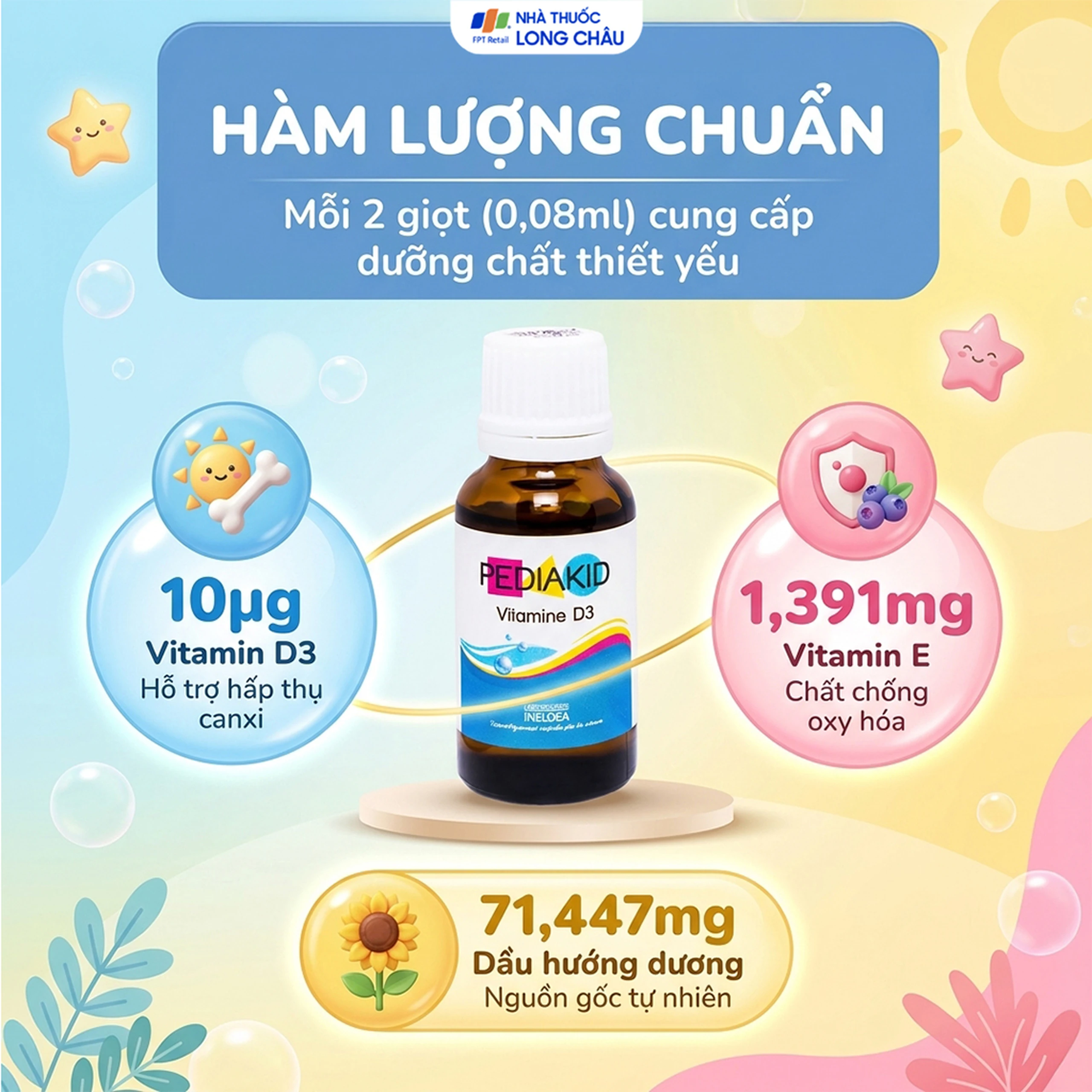 Siro hỗ trợ tăng hấp thụ canxi Pediakid Vitamin D3 (20ml) 4