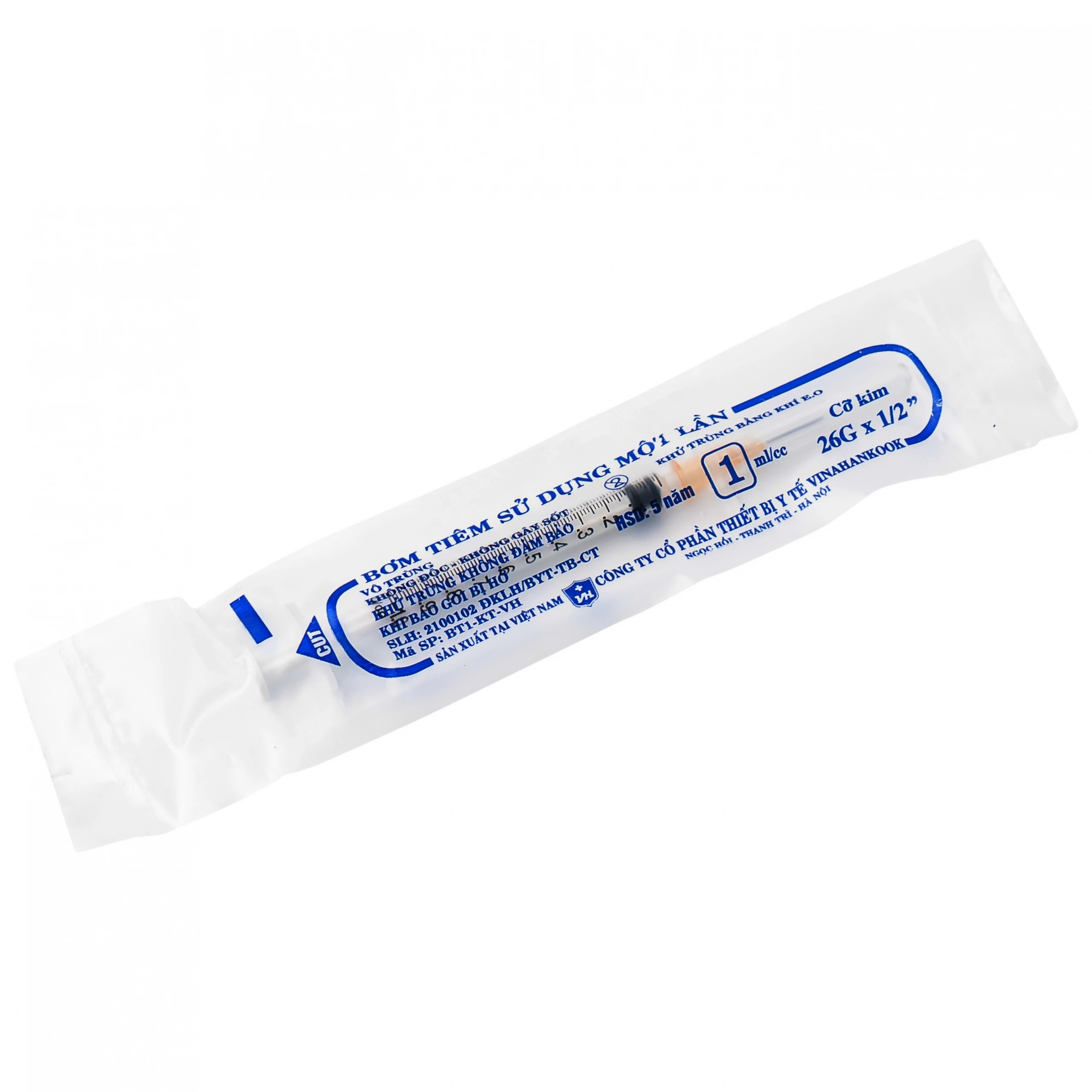 Bơm tiêm 1ml/cc 26G Vinahankook dùng một lần (100 cái)