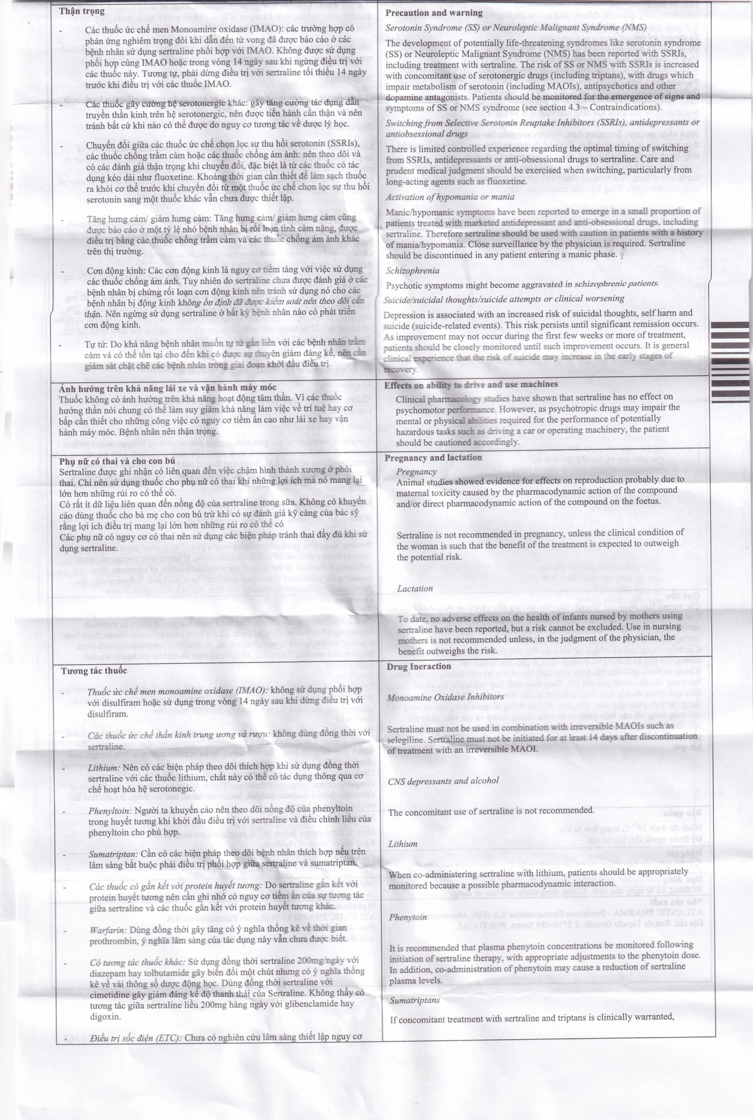 Thuốc Clealine 50mg Atlantic điều trị triệu chứng trầm cảm, rối loạn cưỡng bức ám ảnh (6 vỉ x 10 viên)